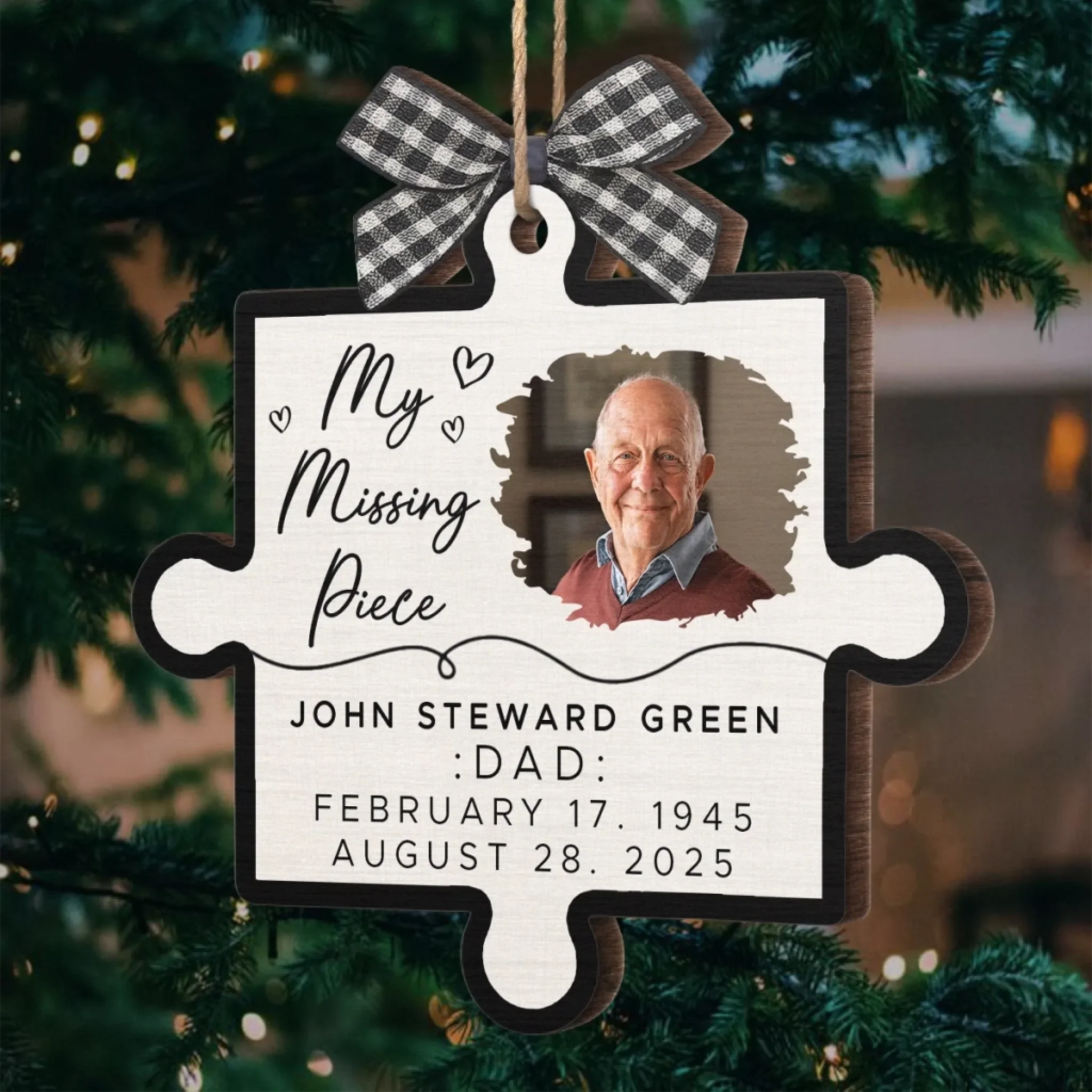 Custom Photo Wood Ornament - Personalized Christmas Memorial Sympathy Gifts For Loss Of Mom, Dad - Forever In My Heart - Image 5