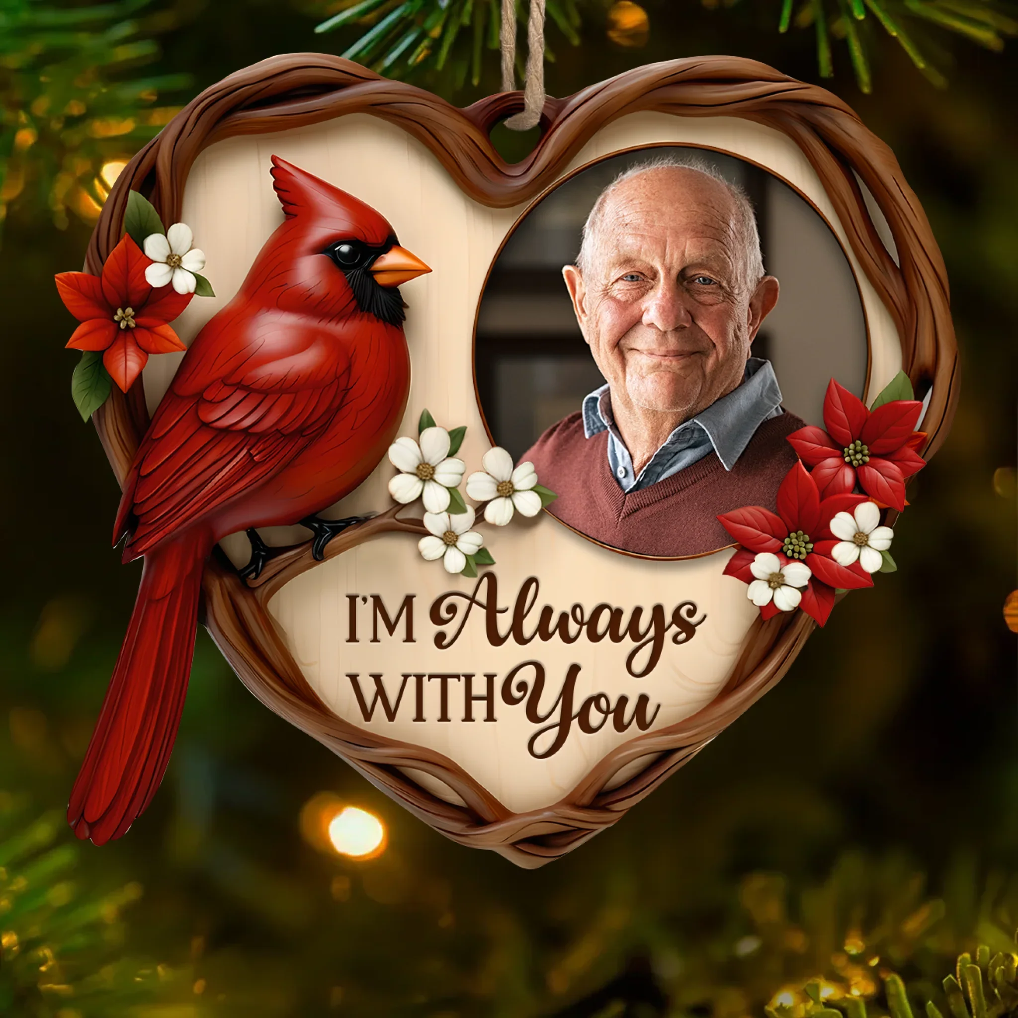 Custom Photo Wood Ornament - Personalized Christmas Memorial Sympathy Gifts For Loss Of Mom, Dad - Your Love Lights My Way - Image 2