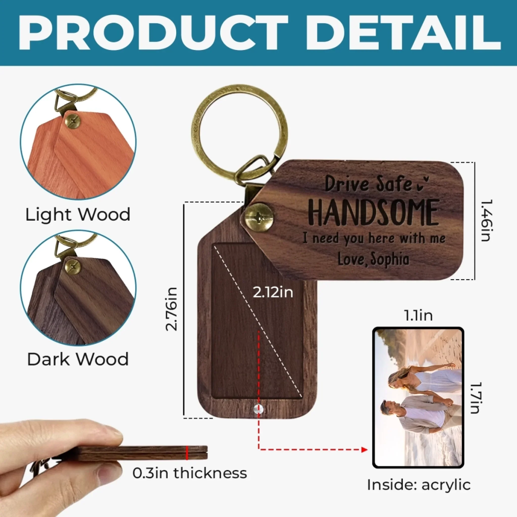 Custom Photo Wooden Keychain - Personalized Anniversary Wedding Gifts For Husband And Wife, Him And Her - You Make Moments Matter - Image 6