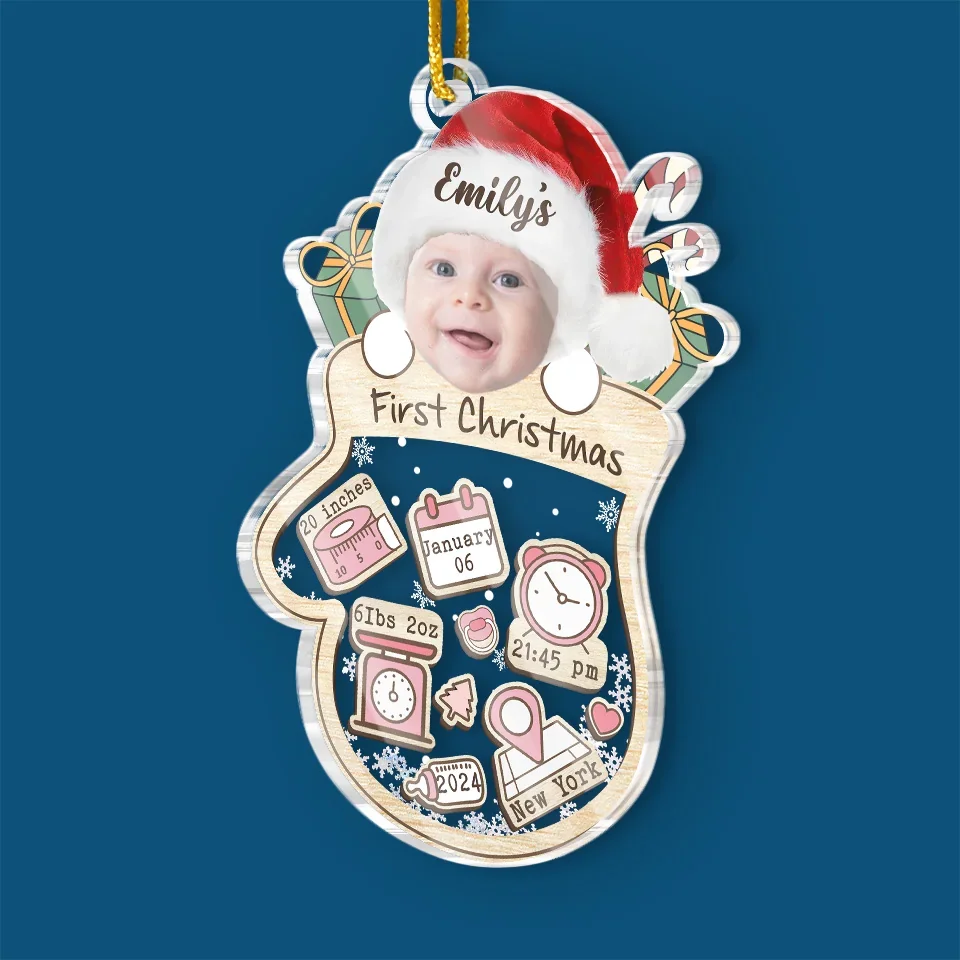 Custom Photo Wrapped In Holiday Cuteness - Family Personalized Custom Ornament - Acrylic Custom Shaped - Christmas Gift For Baby Kids, Newborn Baby, First Christmas - Image 3