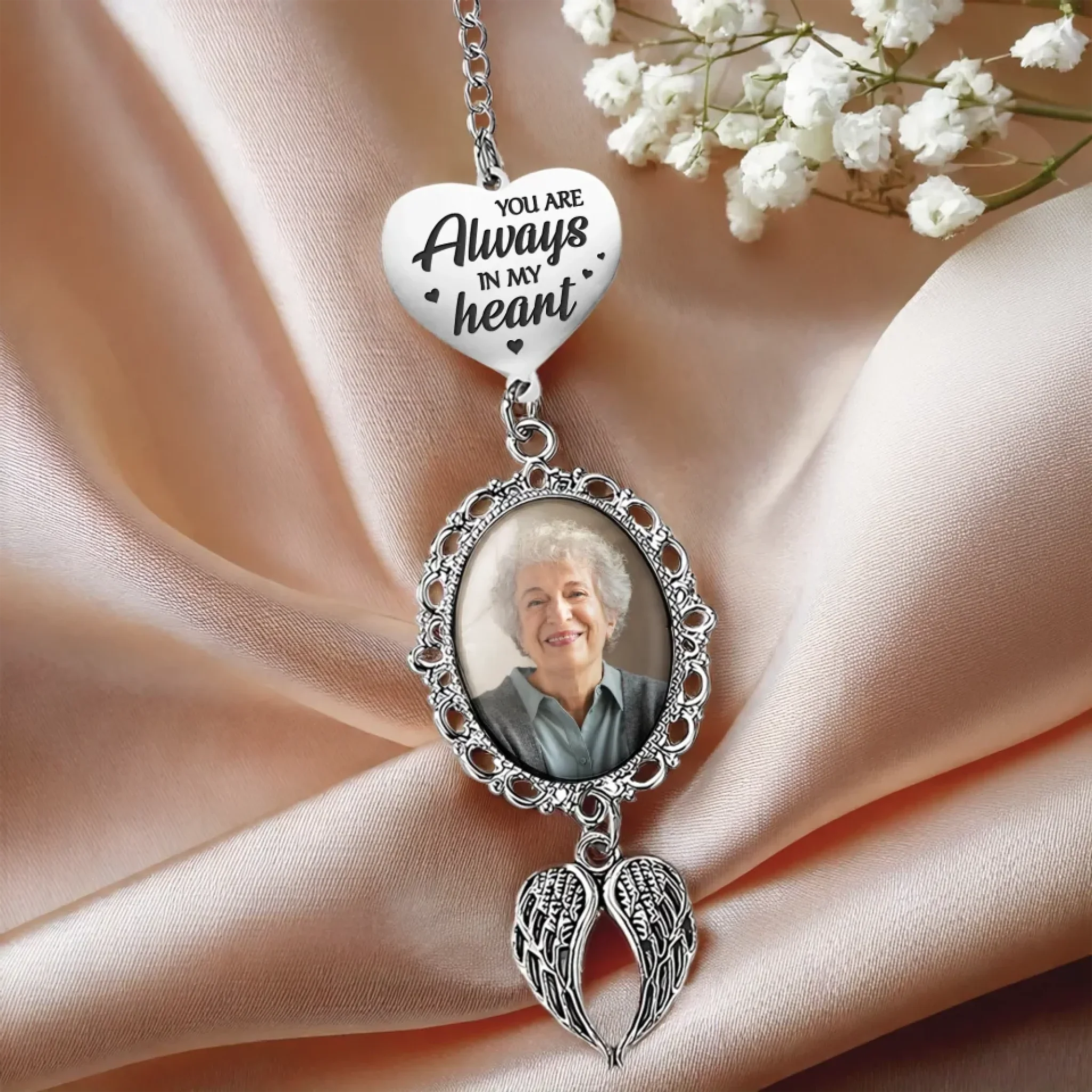 Custom Photo You Are Always In My Heart - Memorial Personalized Custom Graduation Tassel Heart & Angel Wing Charm - Sympathy Gift, Graduation Gift For Family Members, Siblings, Brothers, Sisters - Image 3