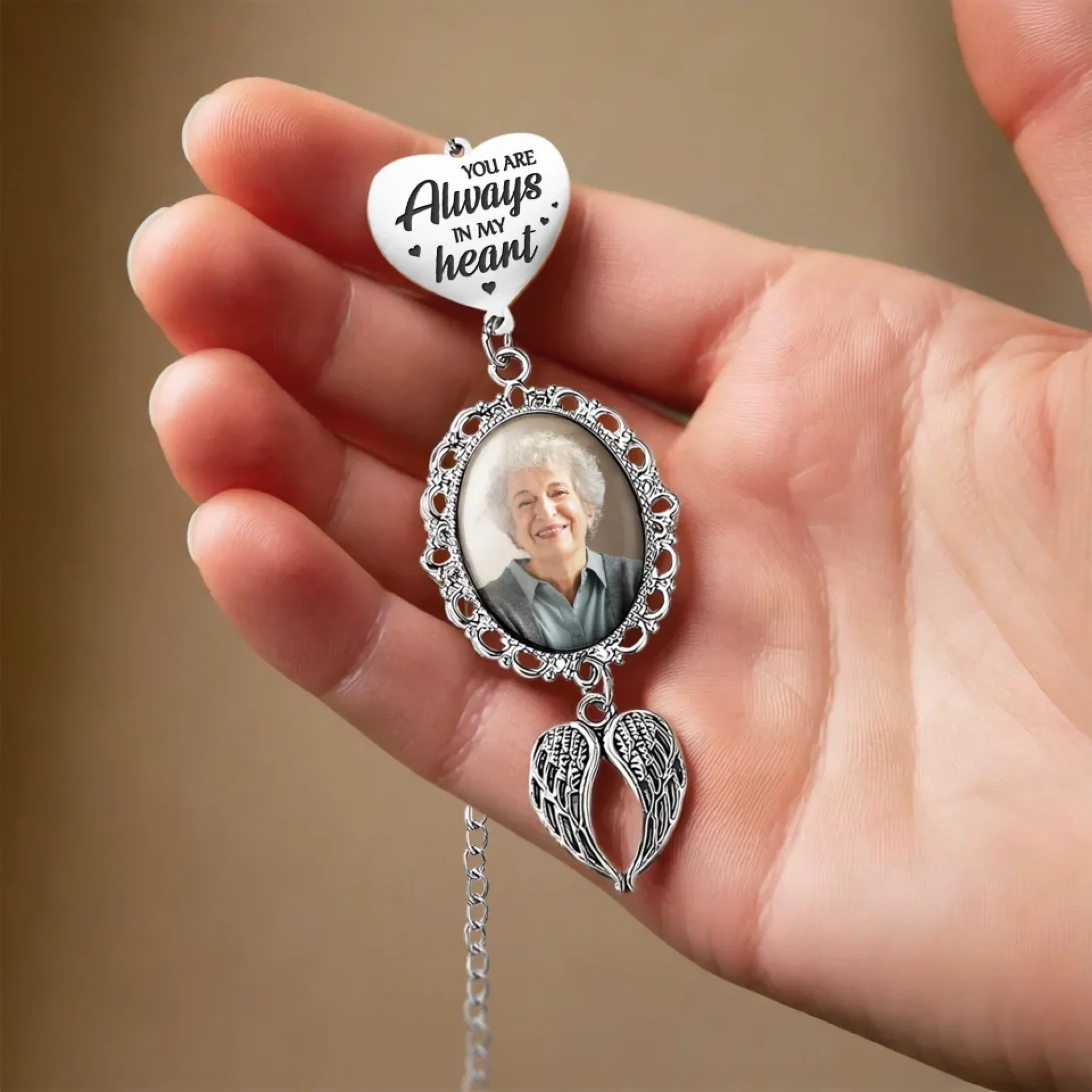 Custom Photo You Are Always In My Heart - Memorial Personalized Custom Graduation Tassel Heart & Angel Wing Charm - Sympathy Gift, Graduation Gift For Family Members, Siblings, Brothers, Sisters - Image 4