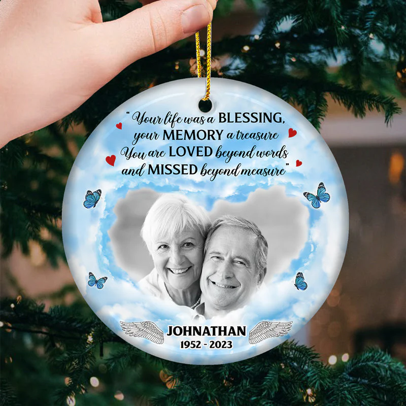 Custom Photo You Are Loved Beyond Words - Memorial Personalized Custom Ornament - Ceramic Round Shaped - Christmas Gift, Sympathy Gift For Family Members - Image 2