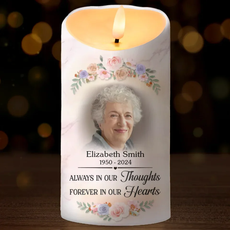 Custom Photo You Brought Joy To All Who Knew You - Memorial Personalized Custom LED Candle - Sympathy Gift, Christmas Gift For Family Members - Image 2