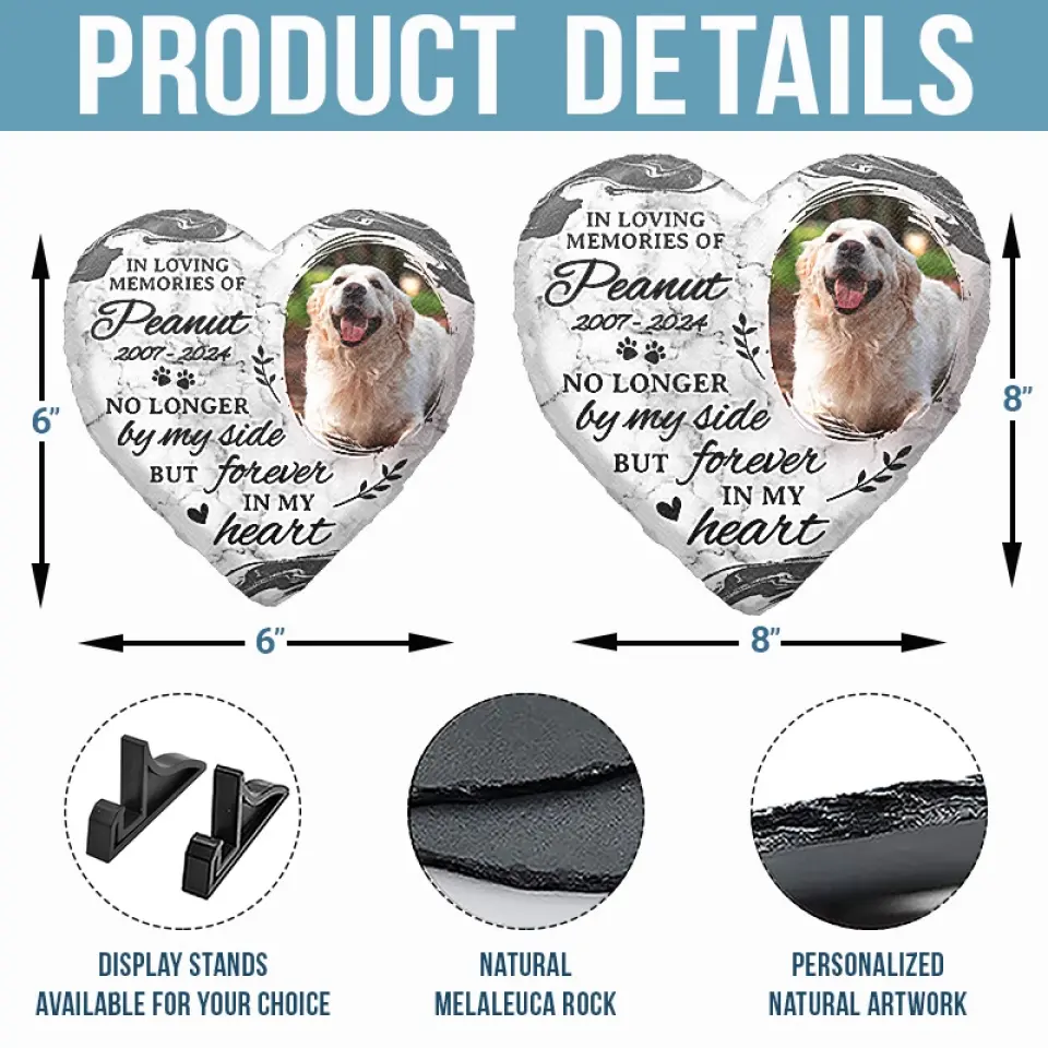 Custom Photo You Leave Pawprints In Our Hearts - Memorial Personalized Custom Heart Shaped Memorial Stone - Sympathy Gift For Pet Owners, Pet Lovers - Image 7