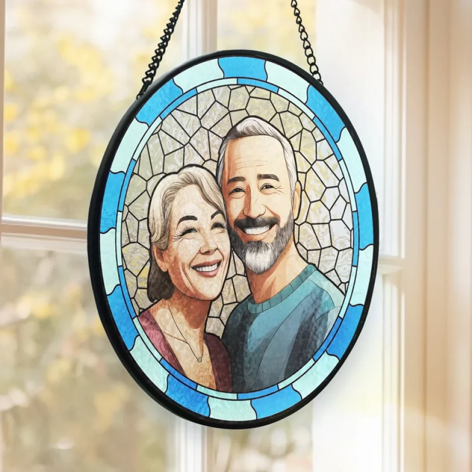 Custom Photo You Stole My Heart But I’ll Let You Keep It - Couple Personalized Custom Stained Glass Window Hanging Suncatcher - Sympathy Gift For Husband Wife, Anniversary - Image 3