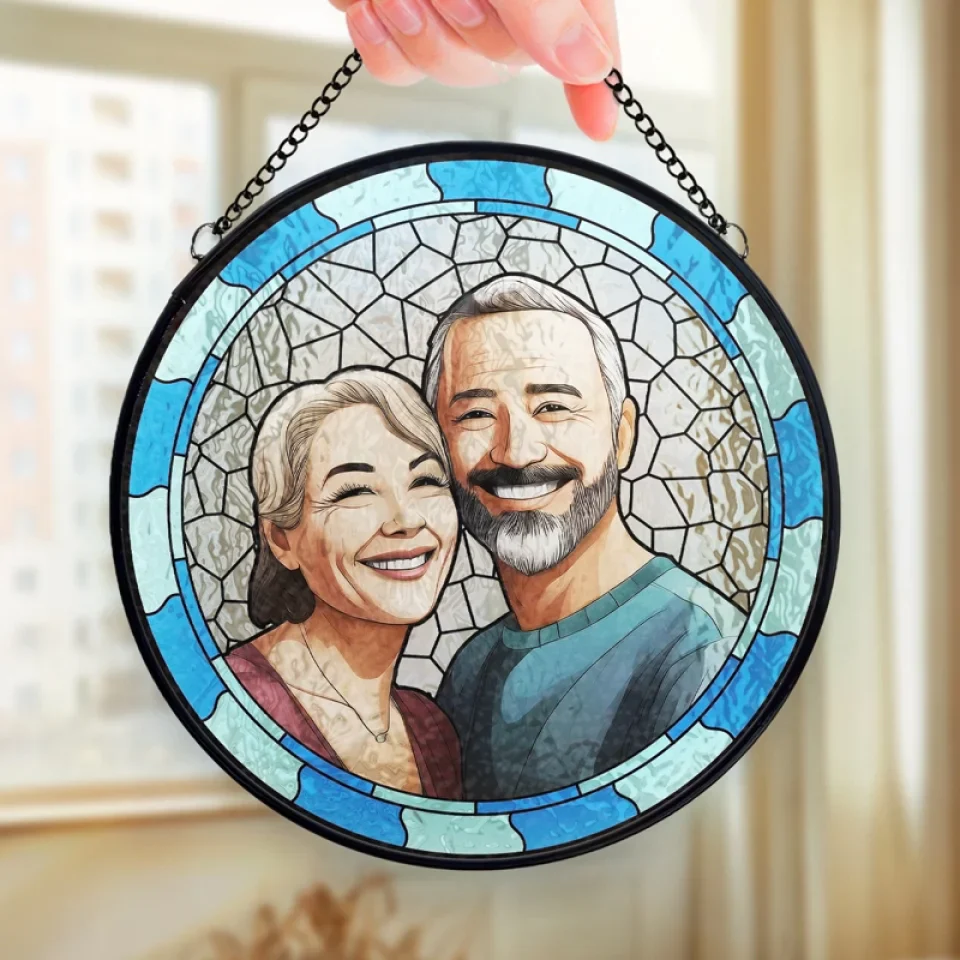 Custom Photo You Stole My Heart But I’ll Let You Keep It - Couple Personalized Custom Stained Glass Window Hanging Suncatcher - Sympathy Gift For Husband Wife, Anniversary - Image 4