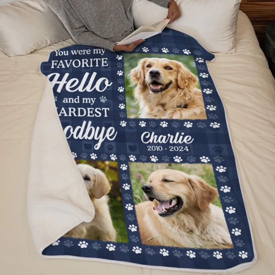 Custom Photo You Were My Favorite Greeting And Hardest Parting - Memorial Personalized Custom Blanket - Sympathy Gift For Pet Owners, Pet Lovers - Image 5