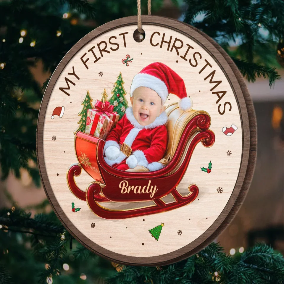 Custom Photo Your First Christmas Is A Gift We’ll Cherish Forever - Family Personalized Custom Ornament - Wood Custom Shaped - Christmas Gift For Baby Kids, Newborn Baby, First Christmas - Image 5
