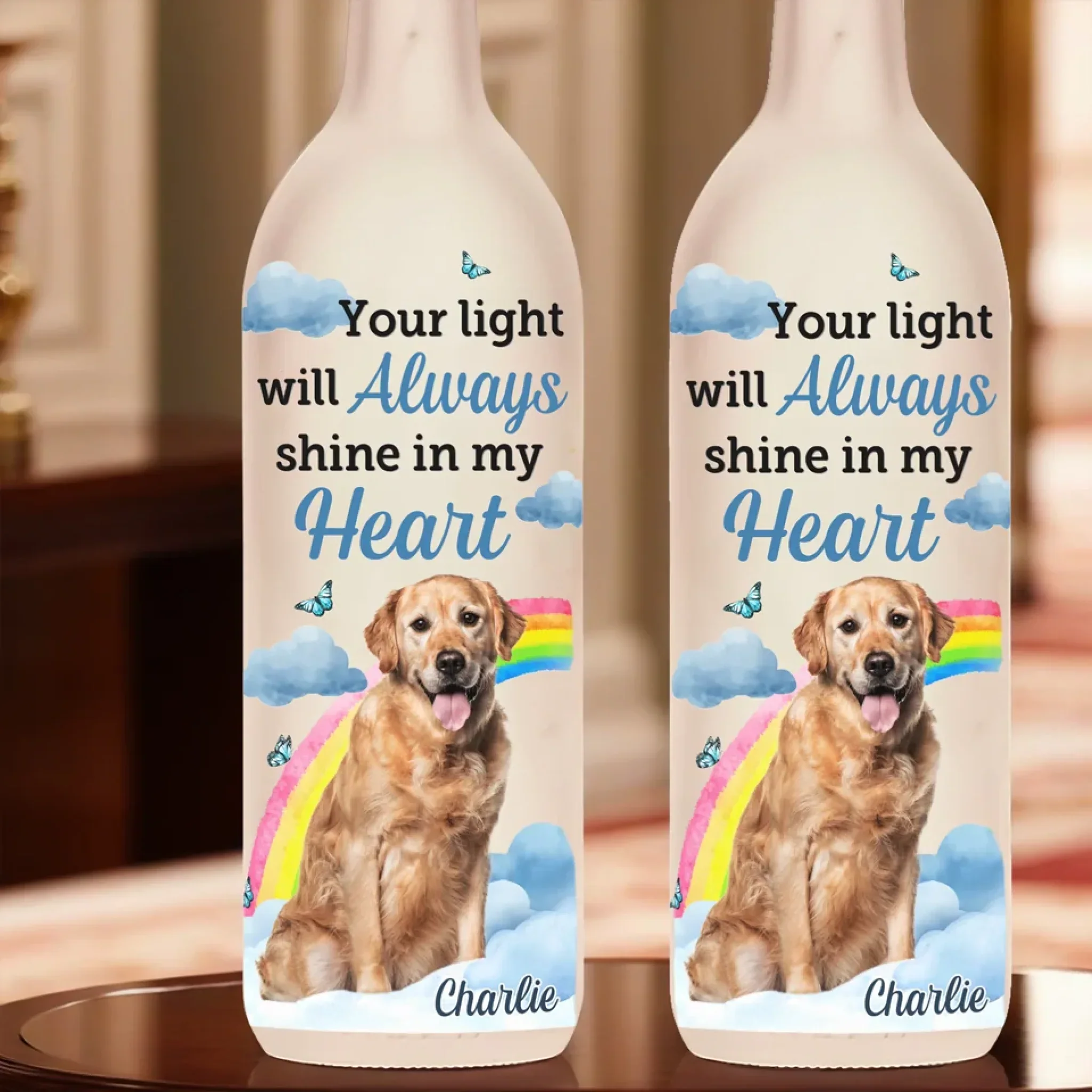 Custom Photo Your Light Will Always Shine In My Heart - Memorial Personalized Custom Bottle Lamp - Sympathy Gift For Pet Owners, Pet Lovers - Image 4