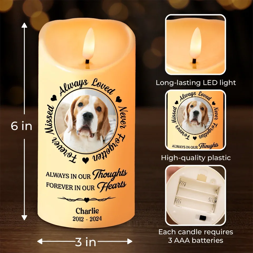 Custom Photo Your Light Will Always Shine In Our Hearts - Memorial Personalized Custom LED Candle - Christmas Gift, Sympathy Gift For Pet Owners, Pet Lovers - Image 4