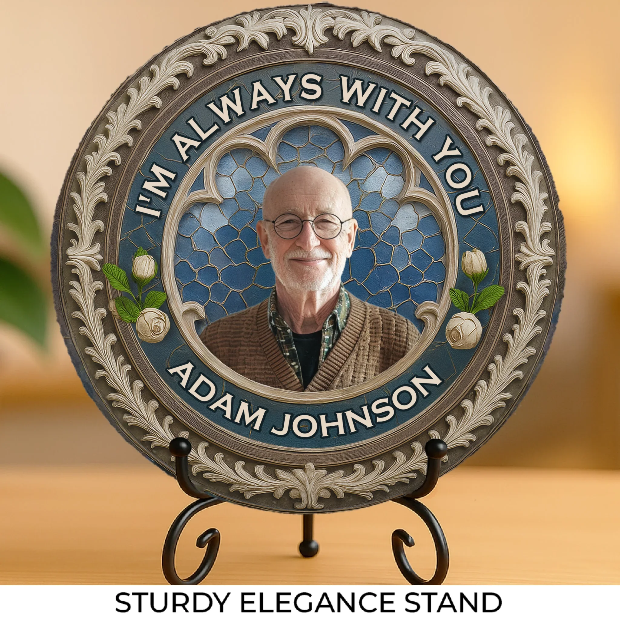 Custom Photo Your Love Still Guides Me - Memorial Personalized Custom Round Shaped Stone With Stand - Sympathy Gift For Family Members - Image 2