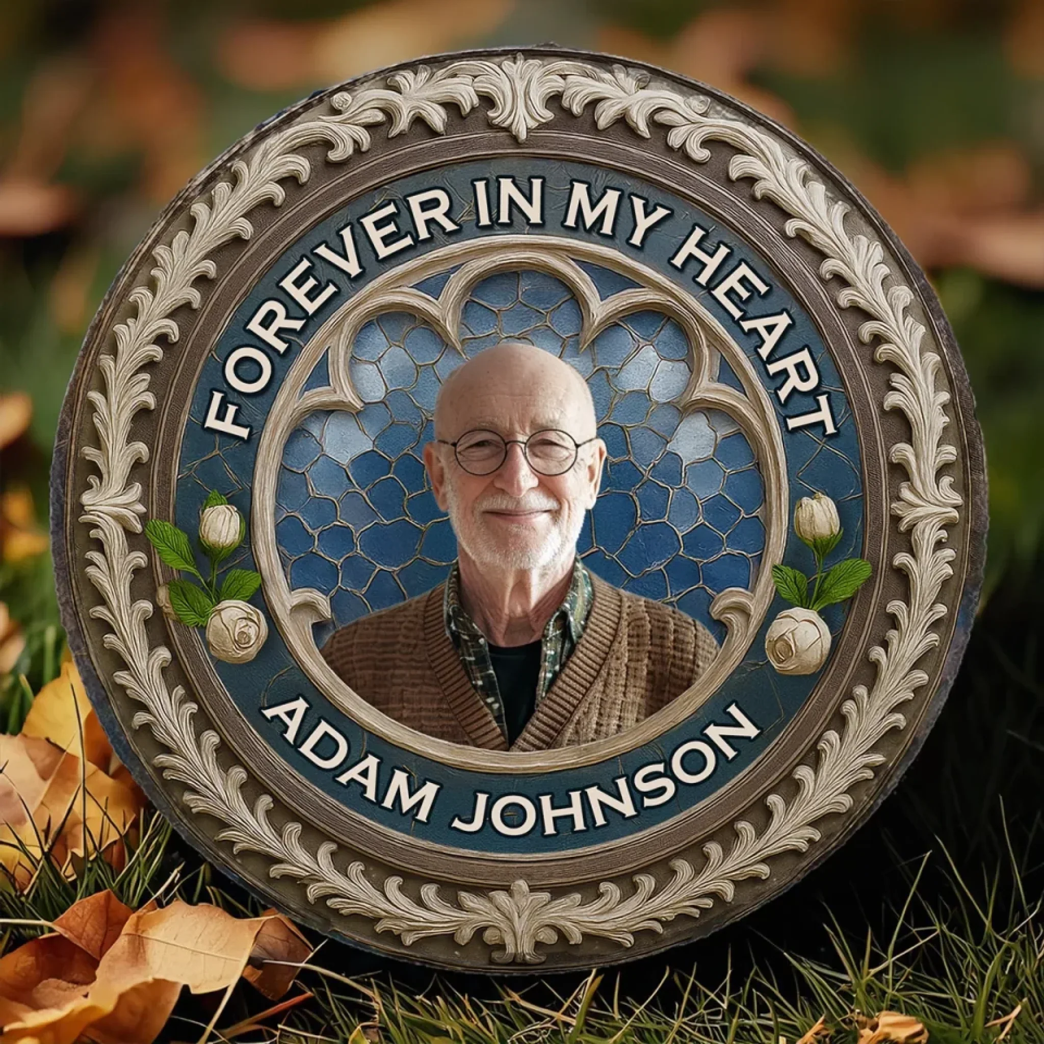 Custom Photo Your Love Still Guides Me - Memorial Personalized Custom Round Shaped Stone With Stand - Sympathy Gift For Family Members - Image 7