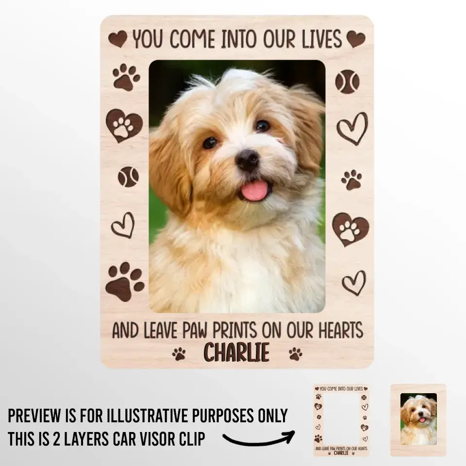 Custom Photo Your Paw Prints Will Always Be In My Heart - Memorial Personalized Custom Car Visor Clip - Sympathy Gift For Pet Owners, Pet Lovers - Image 2
