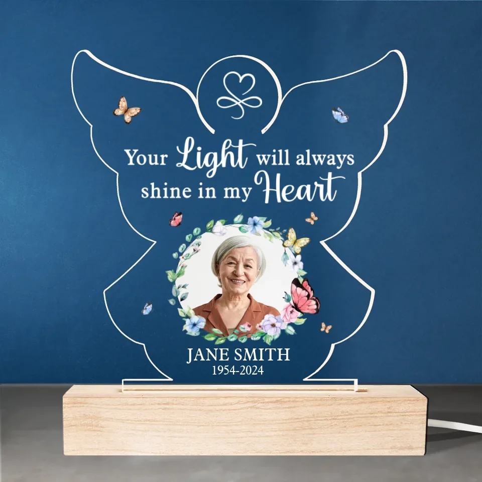 Custom Photo You’re In Our Hearts And Thoughts - Memorial Personalized Custom Shaped 3D LED Light - Sympathy Gift For Family Members - Image 2