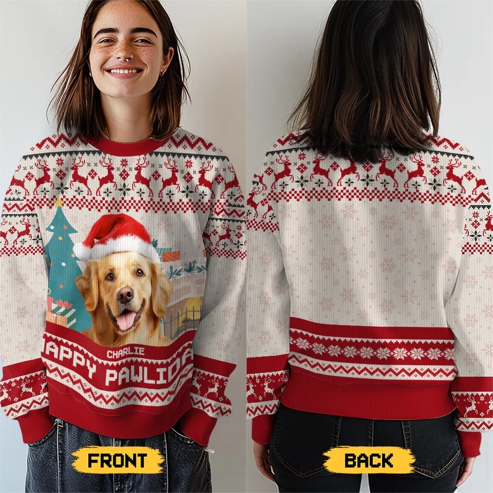 Custom Photo You're The Best Present Ever - Dog & Cat Personalized Custom Ugly Sweatshirt - Unisex Wool Jumper - Christmas Gift For Pet Owners, Pet Lovers - Image 4