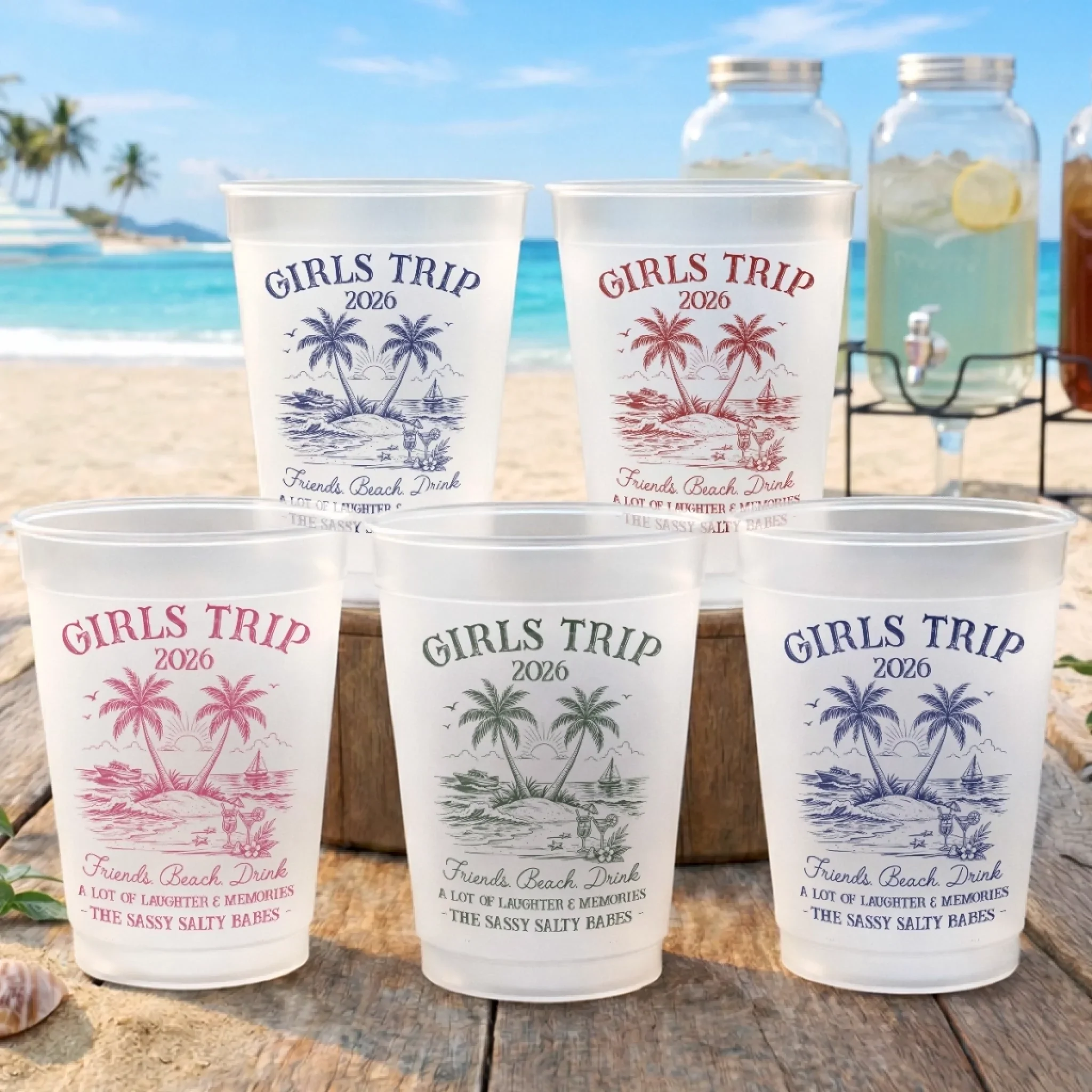 Custom Party Cups - Personalized Summer Vacation And Travel Gifts For Best Friends, Family - Hello Summer Vibes - Image 6