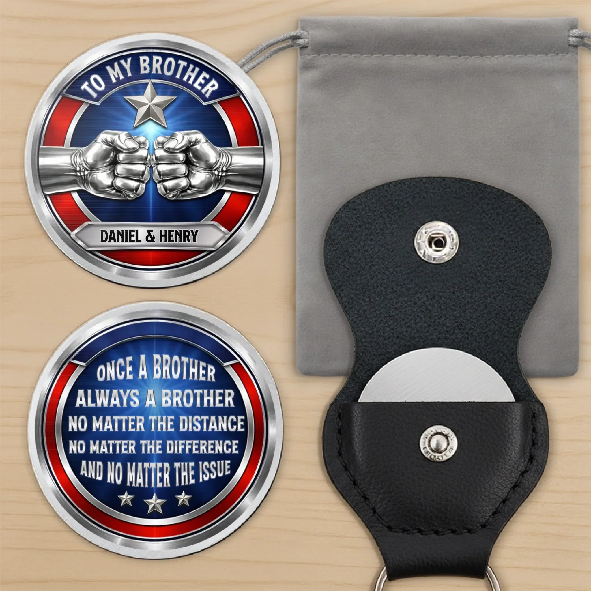 Custom Pocket Hug - Personalized America 250th Anniversary Gifts For Brother - One Soul, Two Brothers - Image 10