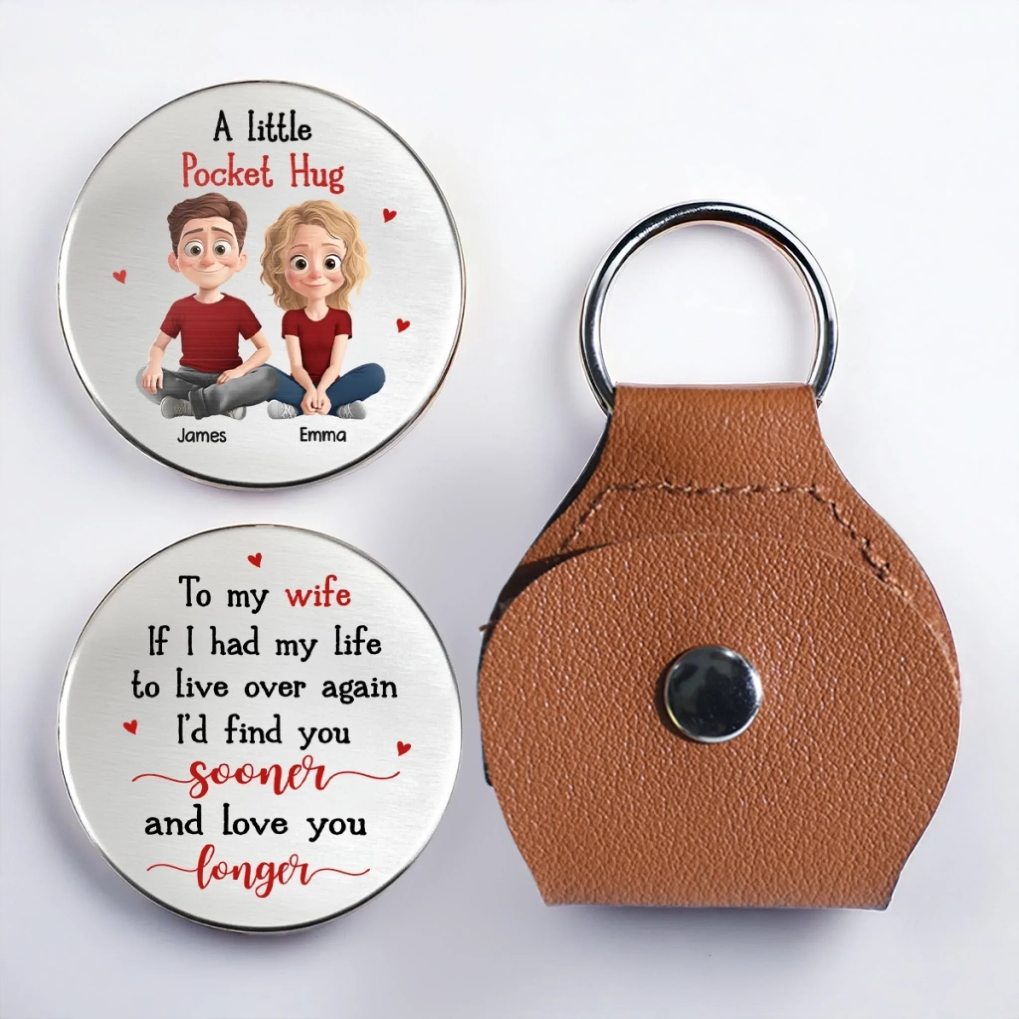Custom Pocket Hug - Personalized Anniversary Wedding Gifts For Husband And Wife, Him And Her - Built On Trust And Laughter