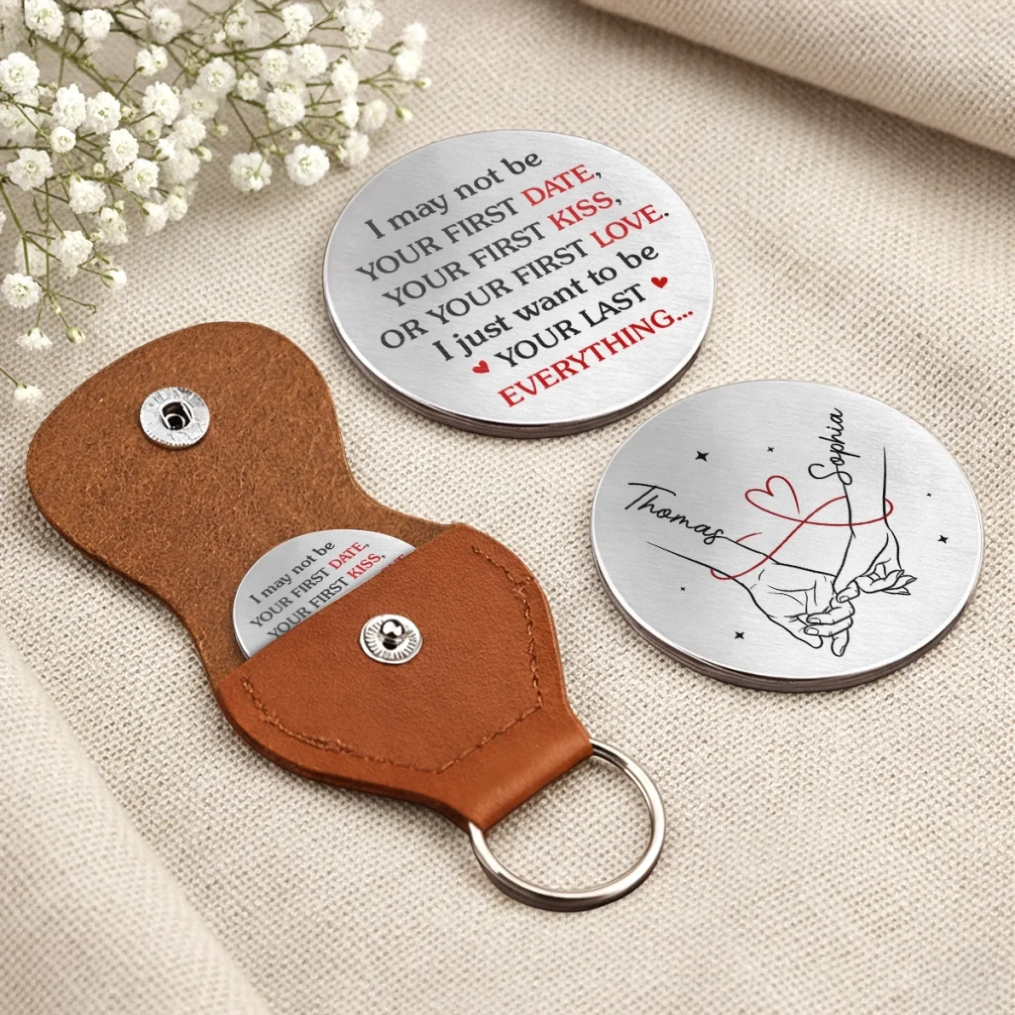 Custom Pocket Hug - Personalized Anniversary Wedding Gifts For Husband And Wife, Him And Her - Let Me Hold Your Hand - Image 5