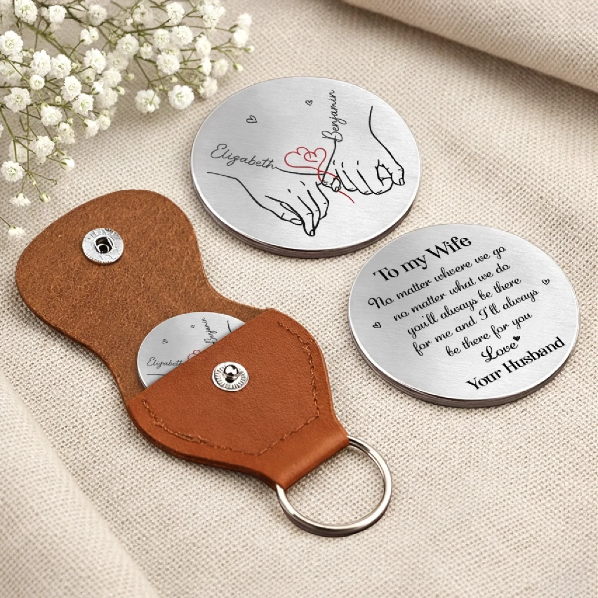 Custom Pocket Hug - Personalized Anniversary Wedding Gifts For Husband And Wife, Him And Her - Love Feels Steady With You - Image 4