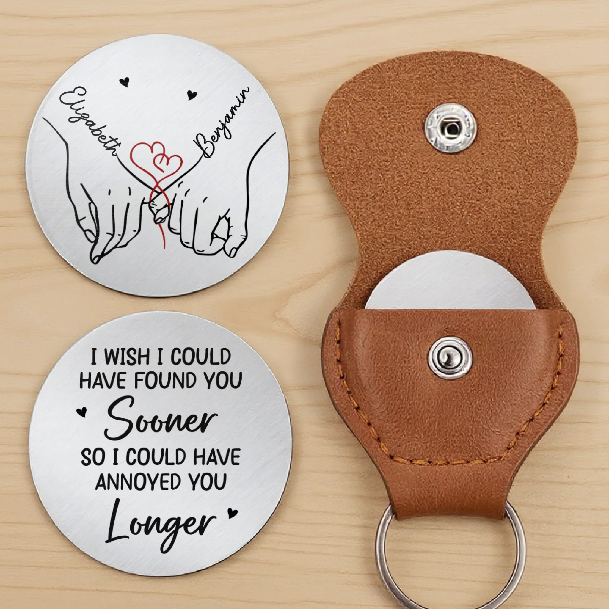 Custom Pocket Hug - Personalized Anniversary Wedding Gifts For Husband And Wife, Him And Her - Sent With Love - Image 2