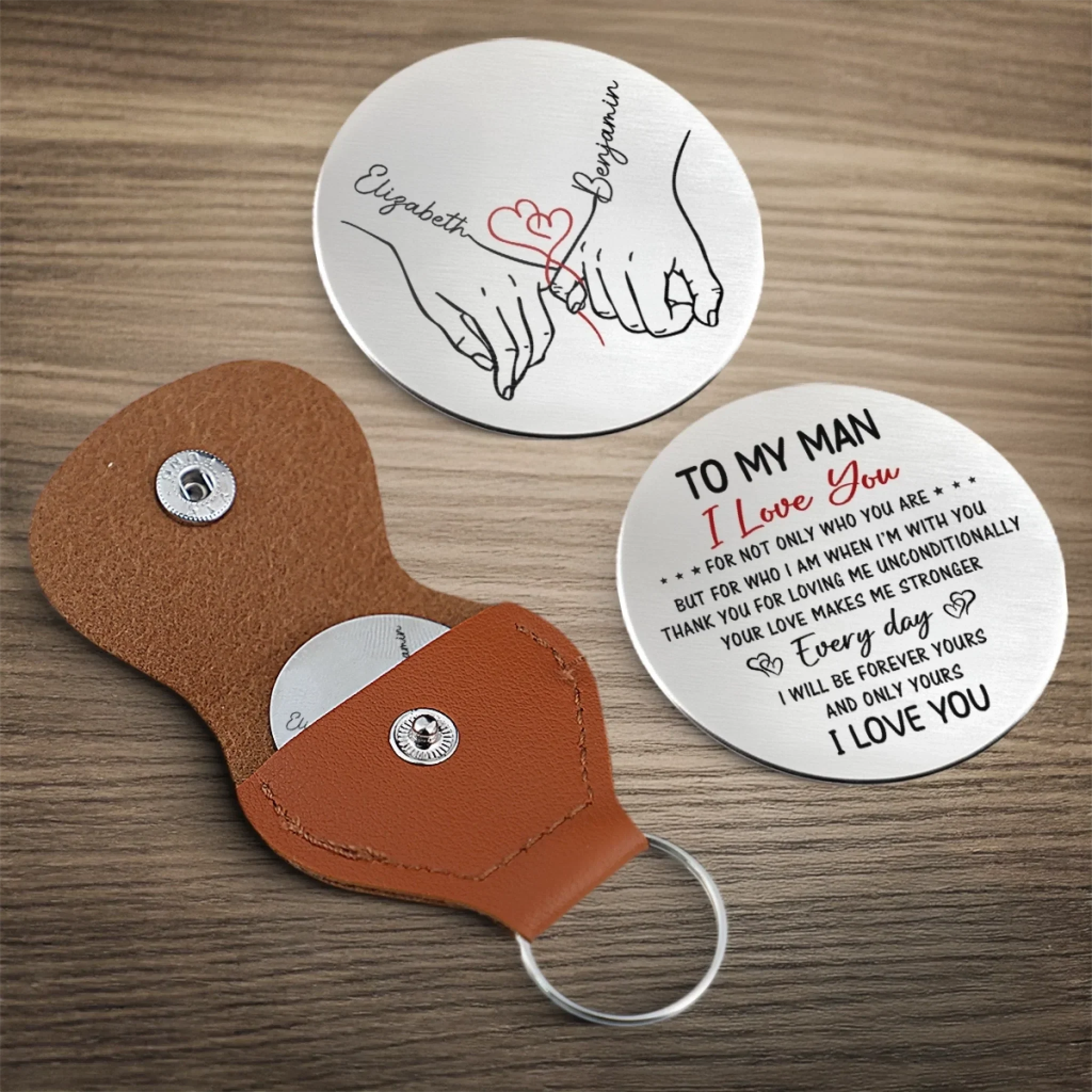 Custom Pocket Hug - Personalized Anniversary Wedding Gifts For Husband And Wife, Him And Her - Together Feels Calm And Right - Image 4
