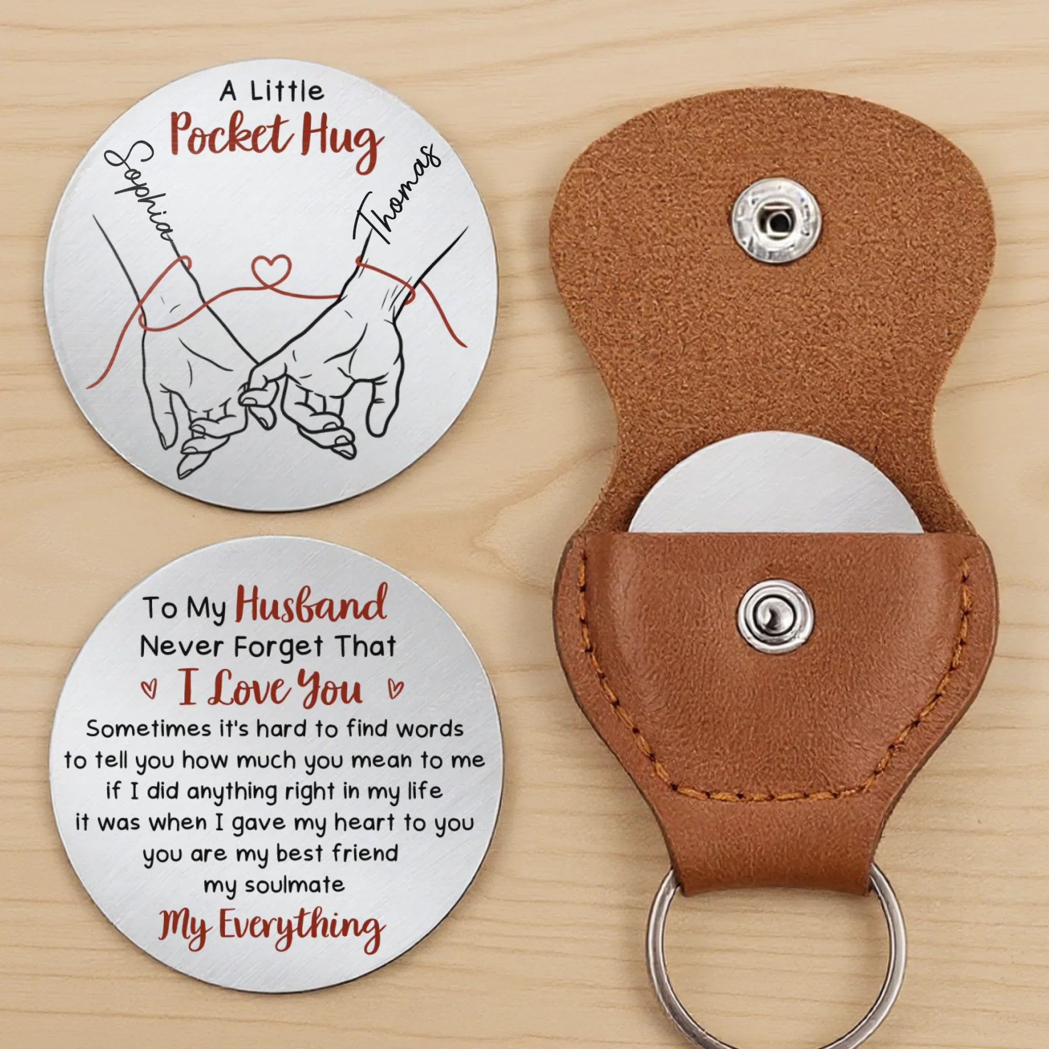 Custom Pocket Hug - Personalized Anniversary Wedding Gifts For Husband And Wife, Him And Her - With You I Breathe Easier - Image 3
