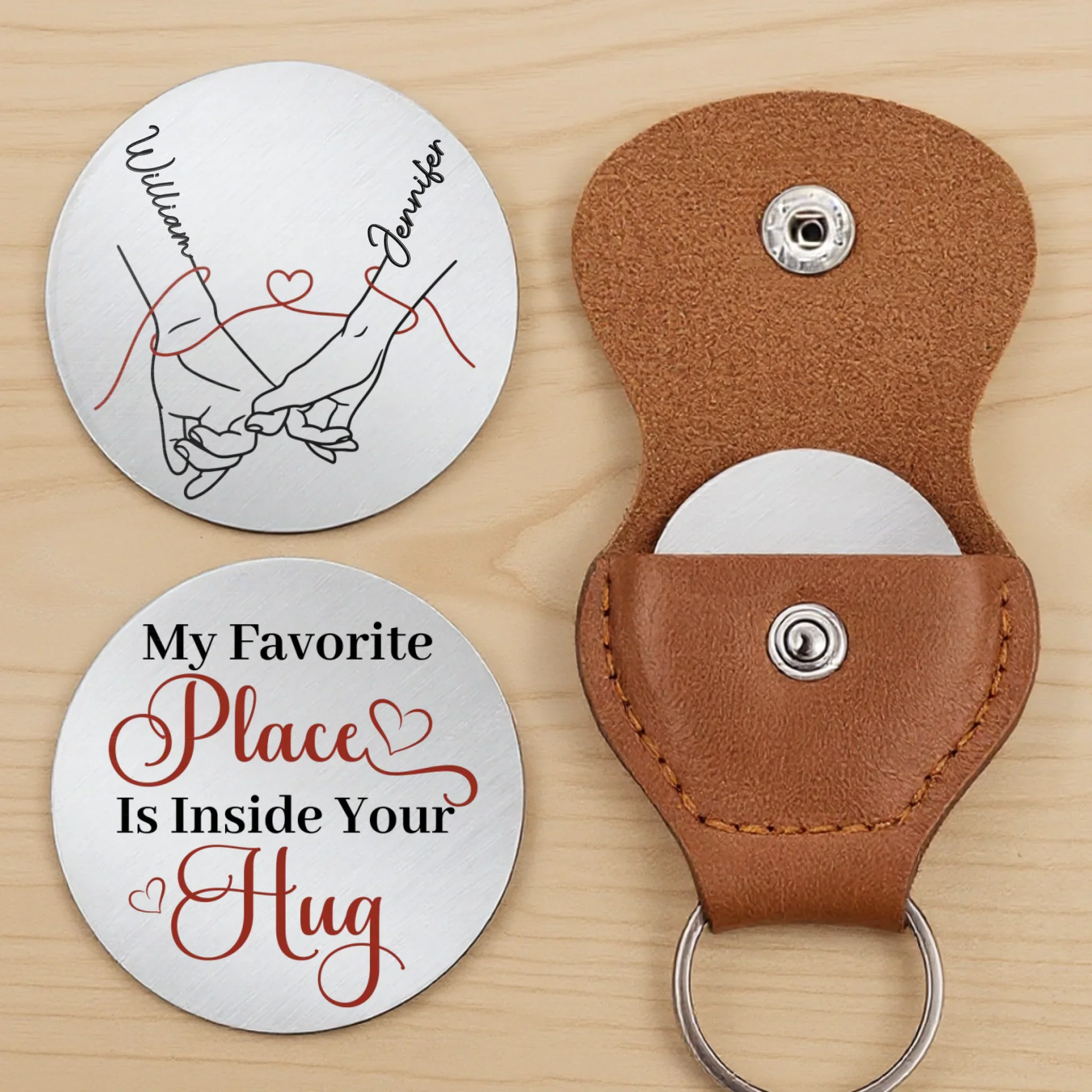 Custom Pocket Hug - Personalized Anniversary Wedding Gifts For Husband And Wife, Him And Her - With You I Feel Home - Image 2