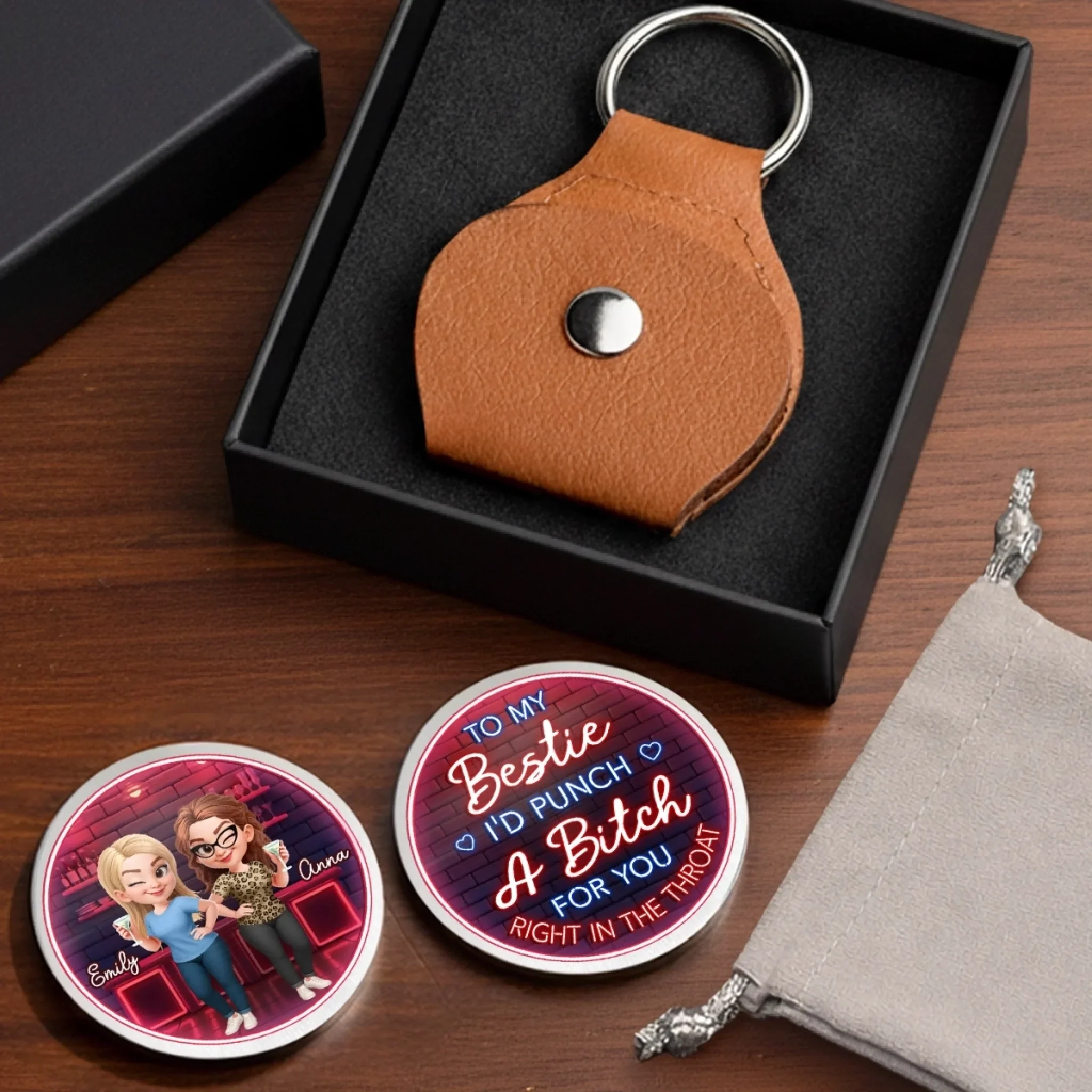 Custom Pocket Hug - Personalized Best Friend Birthday Gifts For Women, Besties, Sisters, BFF - Best Friends, Bad Decisions - Image 8