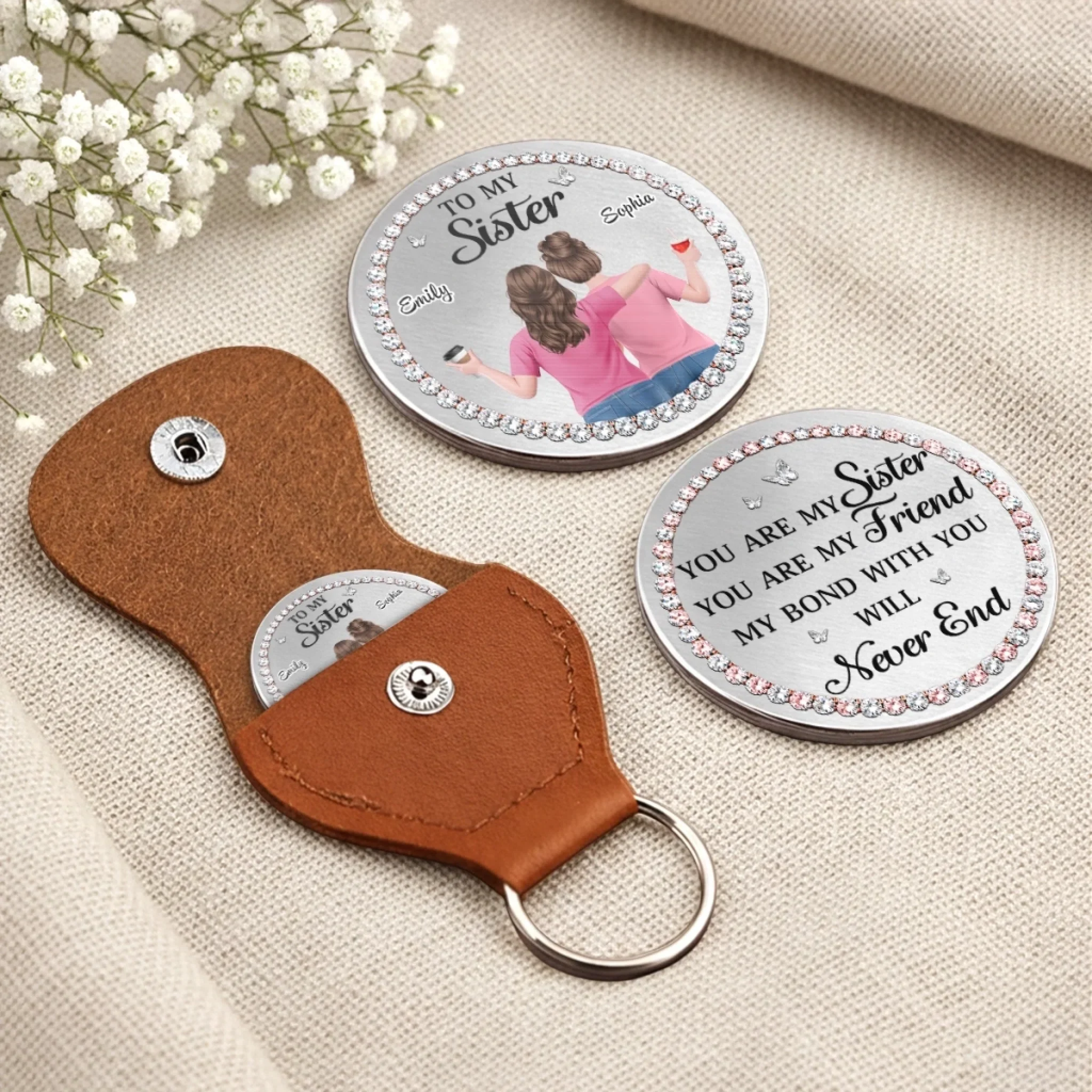 Custom Pocket Hug - Personalized Best Friend Birthday Gifts For Women, Besties, Sisters, BFF - Besties Through Everything - Image 7