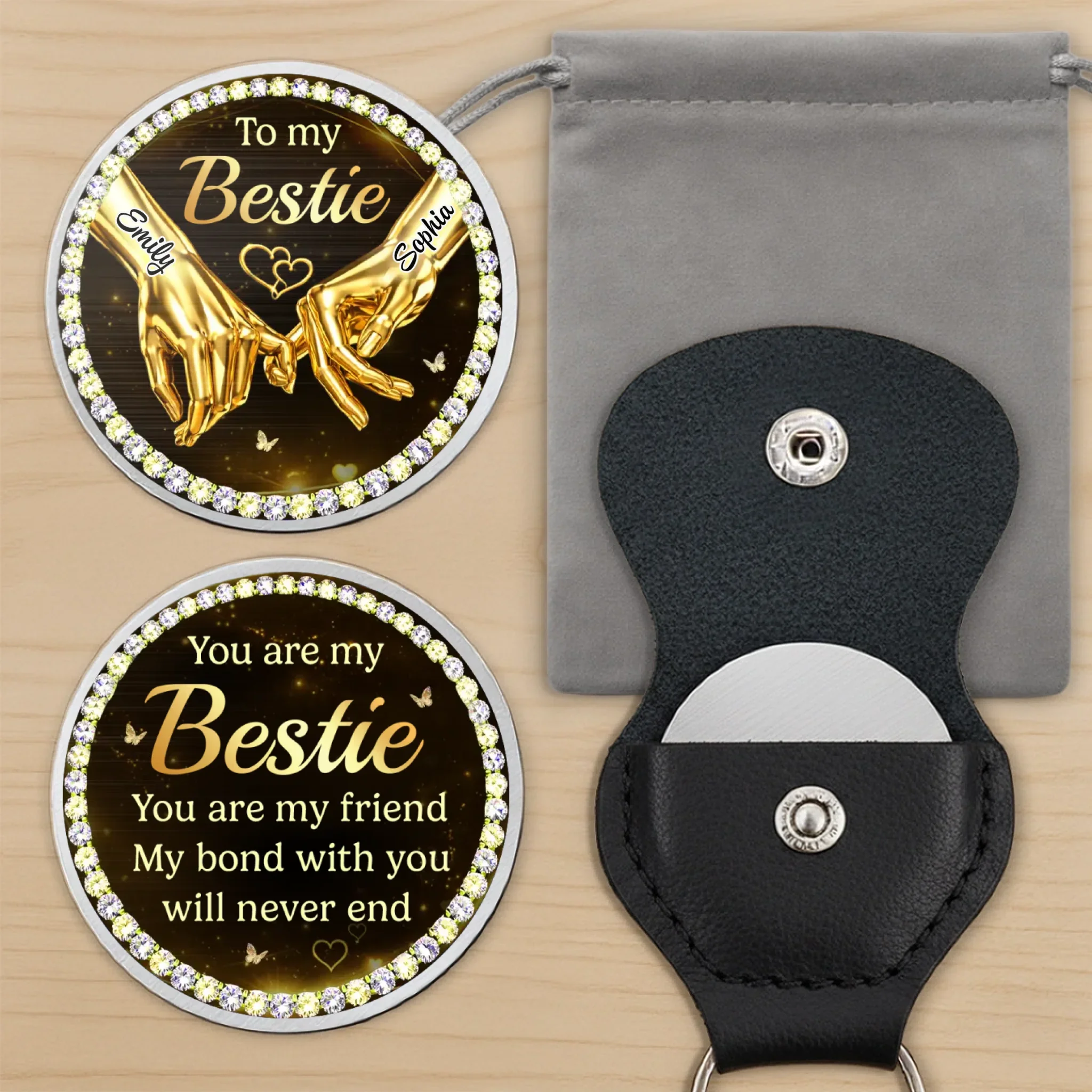 Custom Pocket Hug - Personalized Best Friend Birthday Gifts For Women, Besties, Sisters, BFF - Forever Connected Souls - Image 6