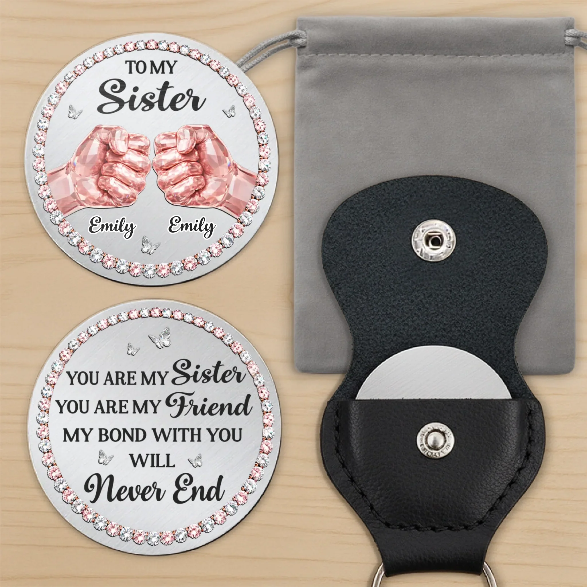 Custom Pocket Hug - Personalized Best Friend Birthday Gifts For Women, Besties, Sisters, BFF - Forever Linked By Love - Image 6