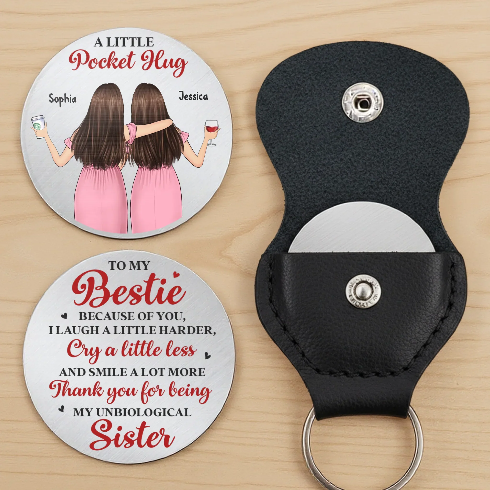 Custom Pocket Hug - Personalized Best Friend Birthday Gifts For Women, Besties, Sisters, BFF - Holiday Cheer Is Better Together - Image 3