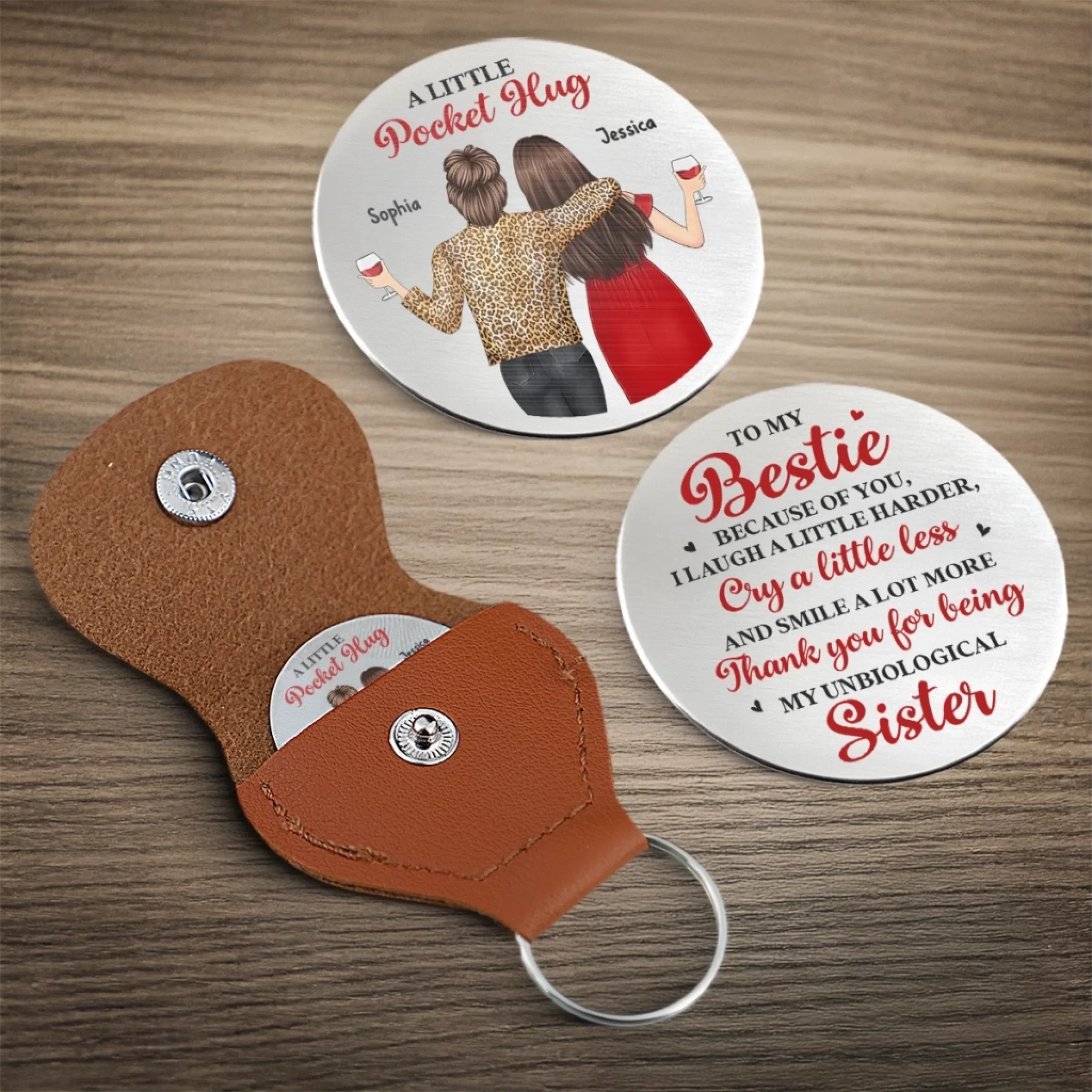 Custom Pocket Hug - Personalized Best Friend Birthday Gifts For Women, Besties, Sisters, BFF - Holiday Cheer Is Better Together - Image 4