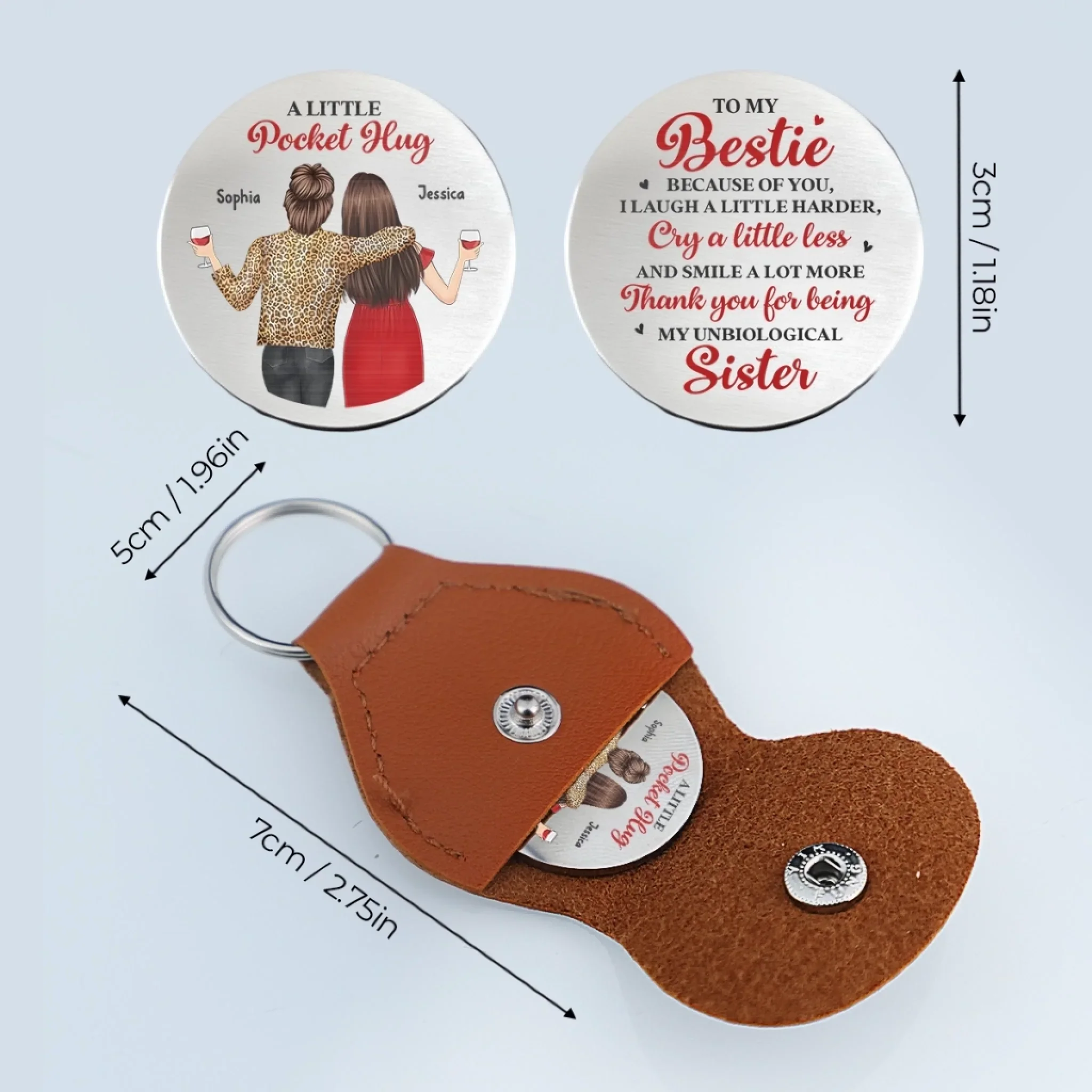 Custom Pocket Hug - Personalized Best Friend Birthday Gifts For Women, Besties, Sisters, BFF - Holiday Cheer Is Better Together - Image 6
