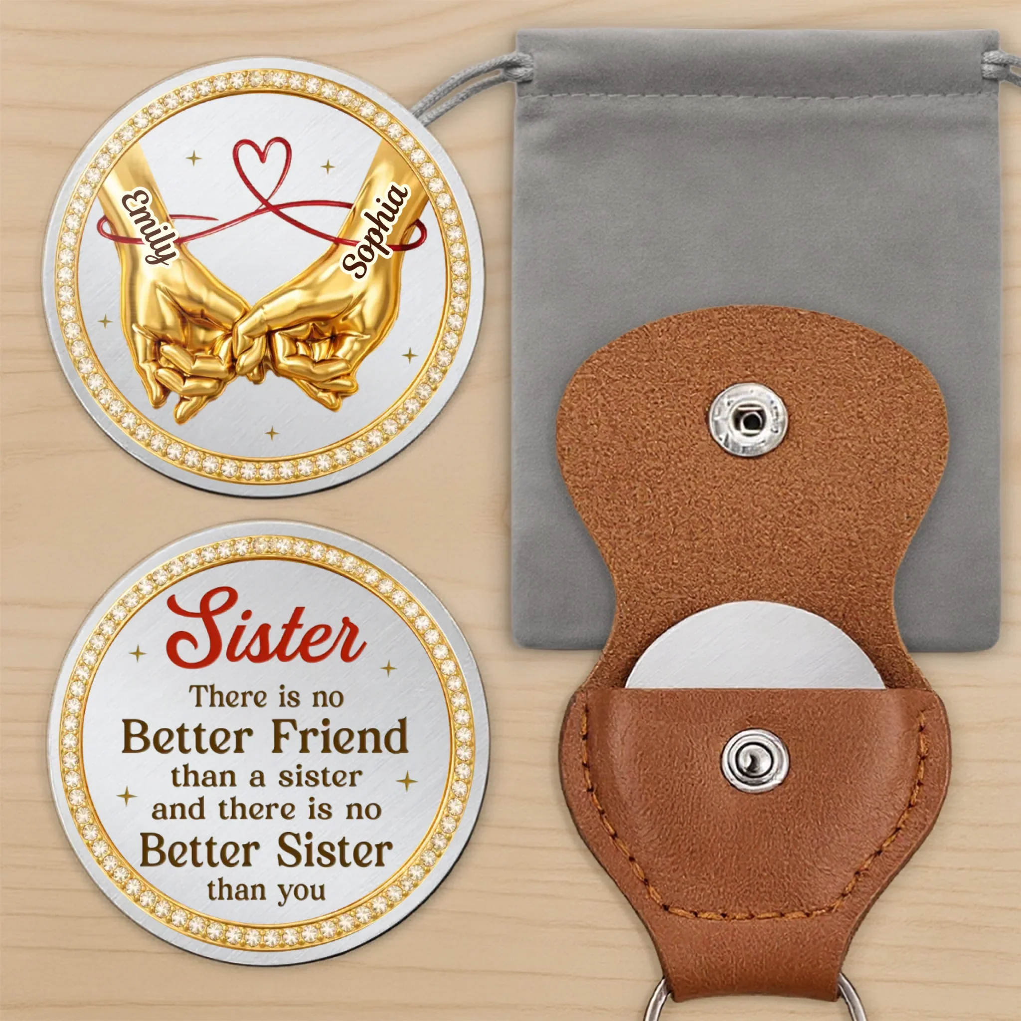 Custom Pocket Hug - Personalized Best Friend Birthday Gifts For Women, Besties, Sisters, BFF - Life Is Better With A Sister - Image 5