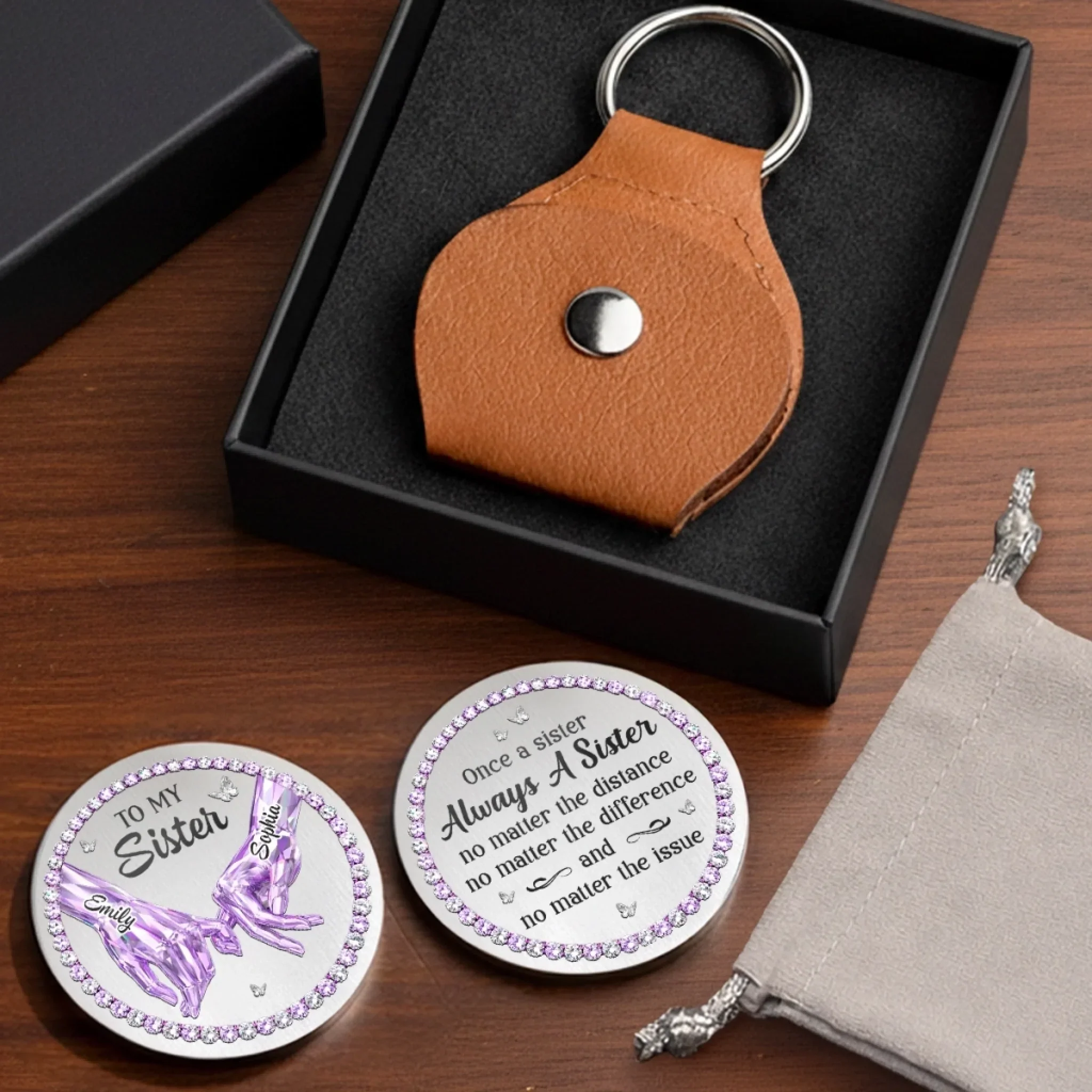 Custom Pocket Hug - Personalized Best Friend Birthday Gifts For Women, Besties, Sisters, BFF - Miles Apart, Still Close - Image 6