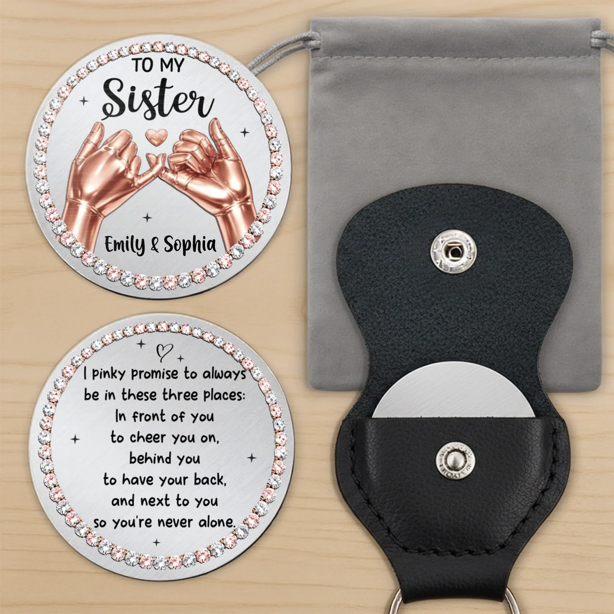 Custom Pocket Hug - Personalized Best Friend Birthday Gifts For Women, Besties, Sisters, BFF - Sisters By Heart Forever - Image 13