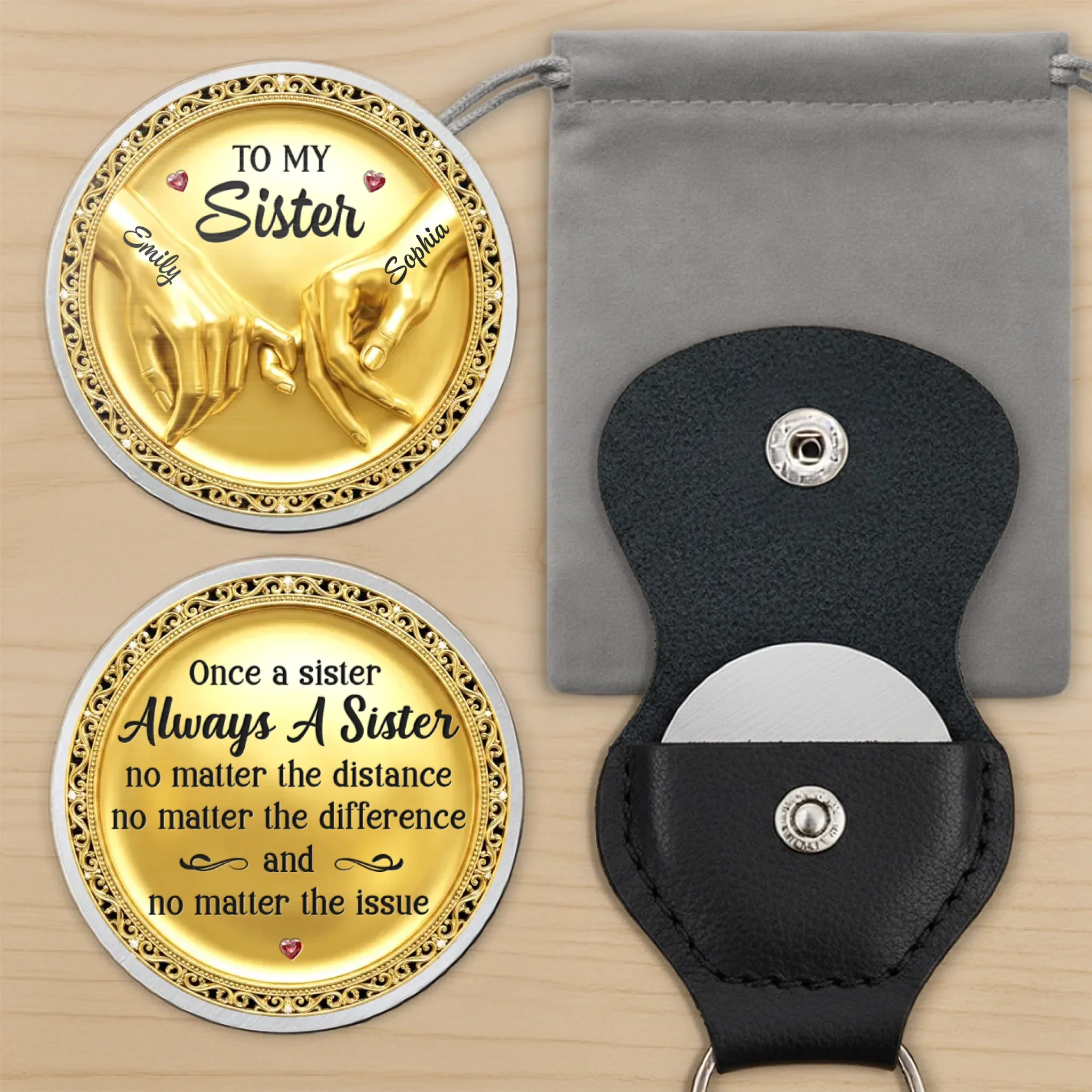 Custom Pocket Hug - Personalized Best Friend Birthday Gifts For Women, Besties, Sisters, BFF - Unbreakable Bonds Called Sisters - Image 10