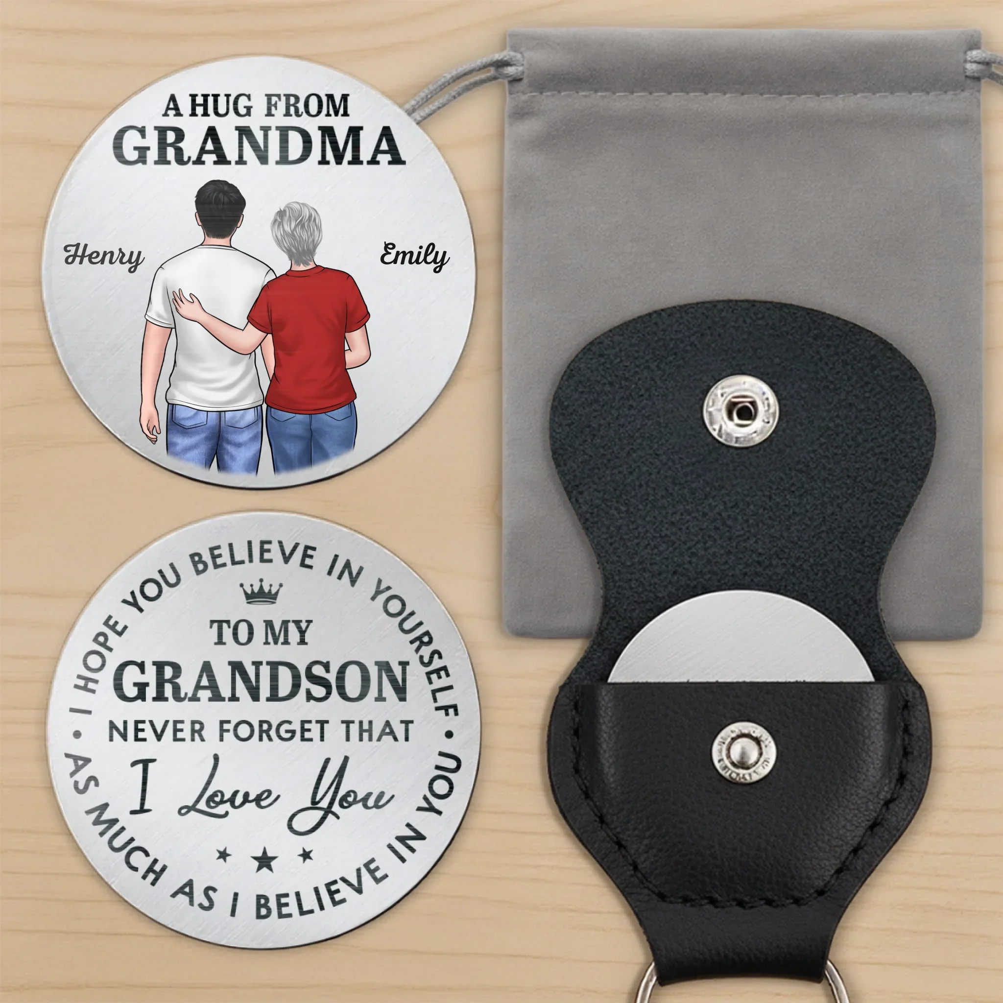 Custom Pocket Hug - Personalized Birthday Gifts For Grandpa, Grandma, Grandson, Granddaughter - Hug Held Close - Image 8