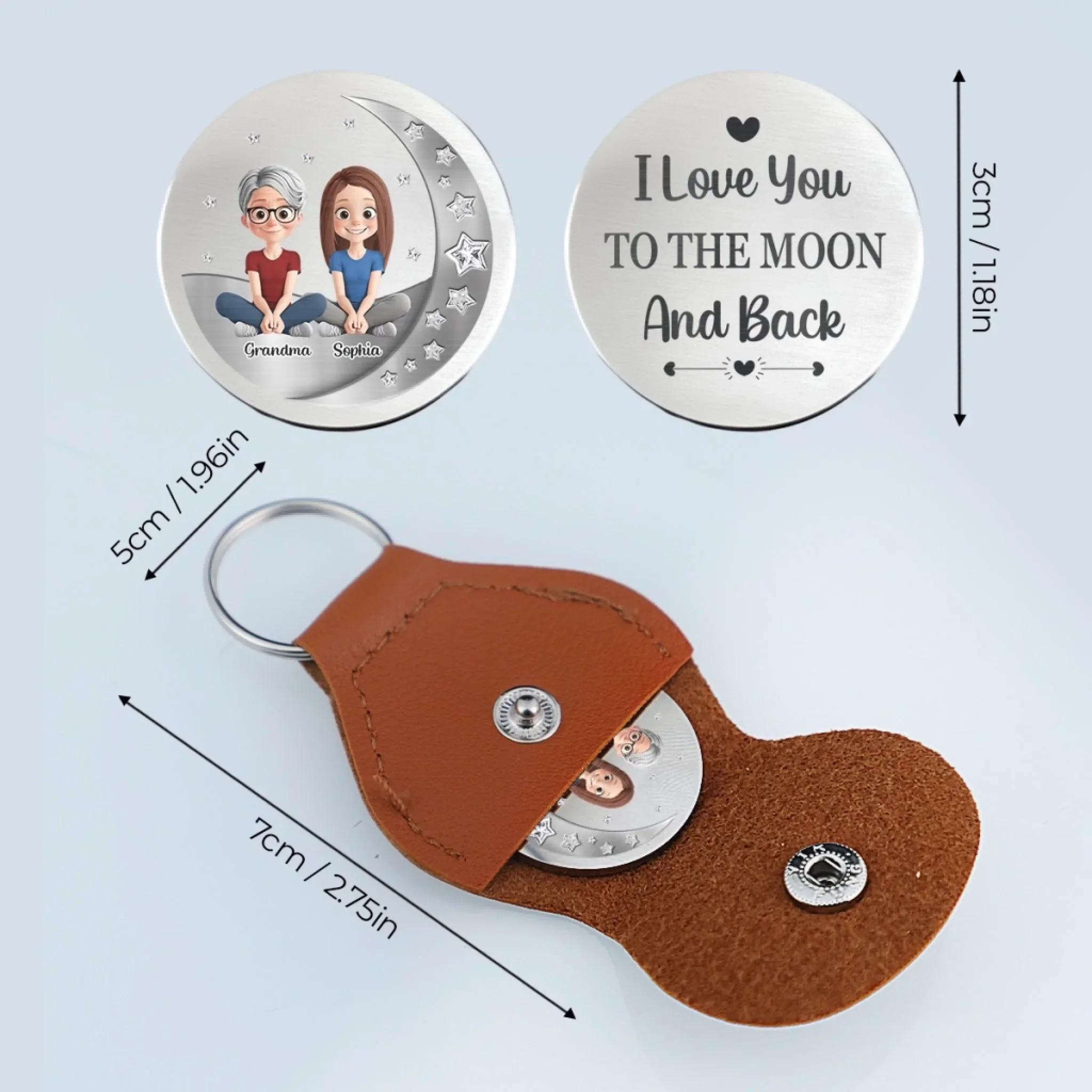 Custom Pocket Hug - Personalized Christmas Birthday Gifts For Grandma, Grandson, Granddaughter - Grandma’s Love Knows No Distance - Image 6