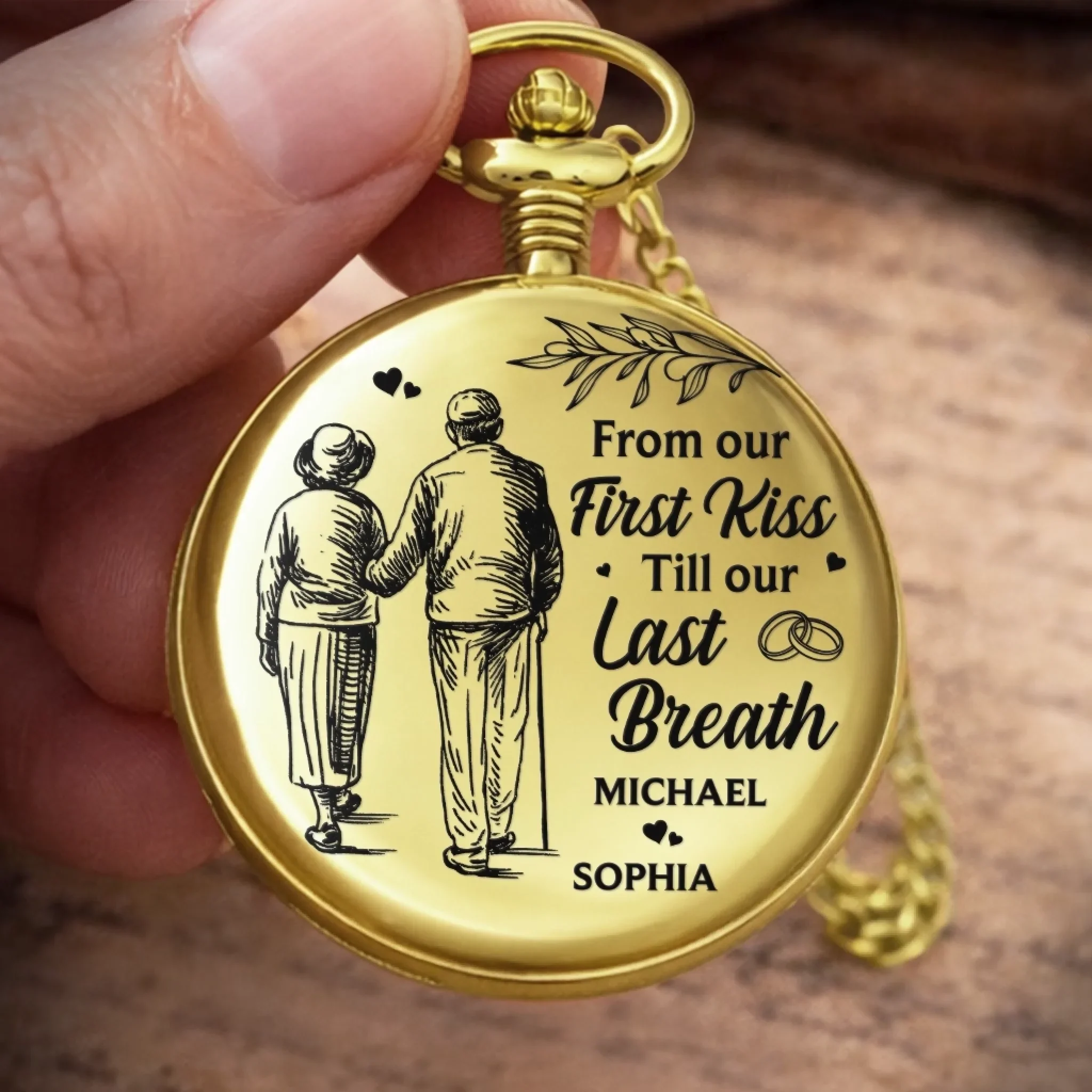 Custom Pocket Watch - Personalized Anniversary Wedding Gifts For Husband And Wife, Him And Her - Choosing You Again Today - Image 4