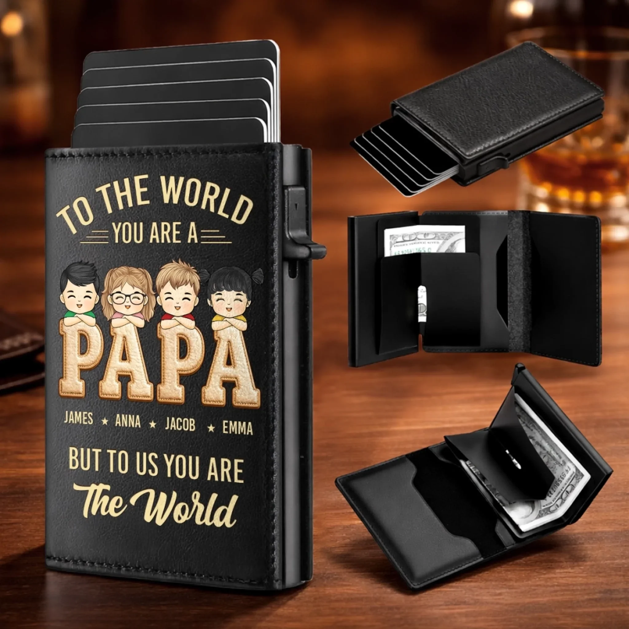 Custom Pop-Up Leather Wallet - Personalized Father's Day Gifts For Dad, Grandpa - The World’s Best Papa - Image 2