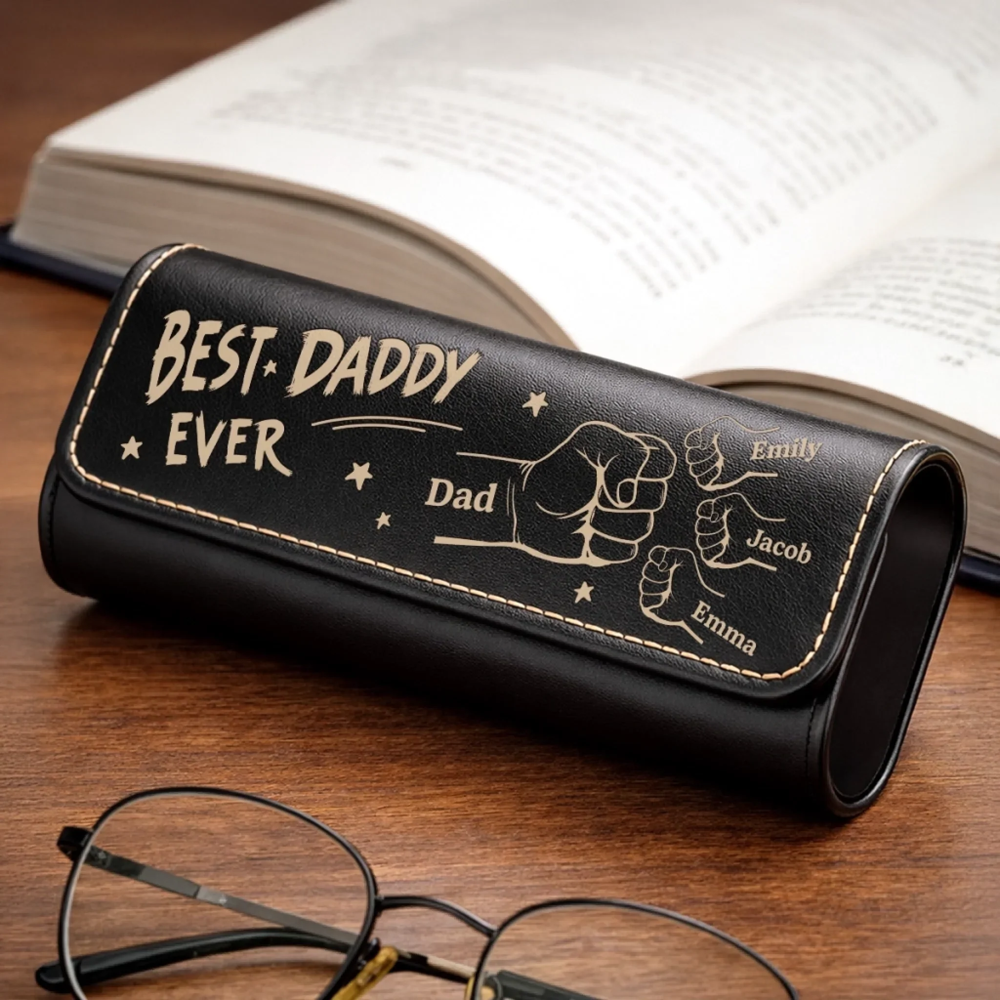 Custom PU Leather Eyeglass Case - Personalized Father's Day Birthday Gifts For Dad, Grandpa - Certified Dad Legend - Image 2