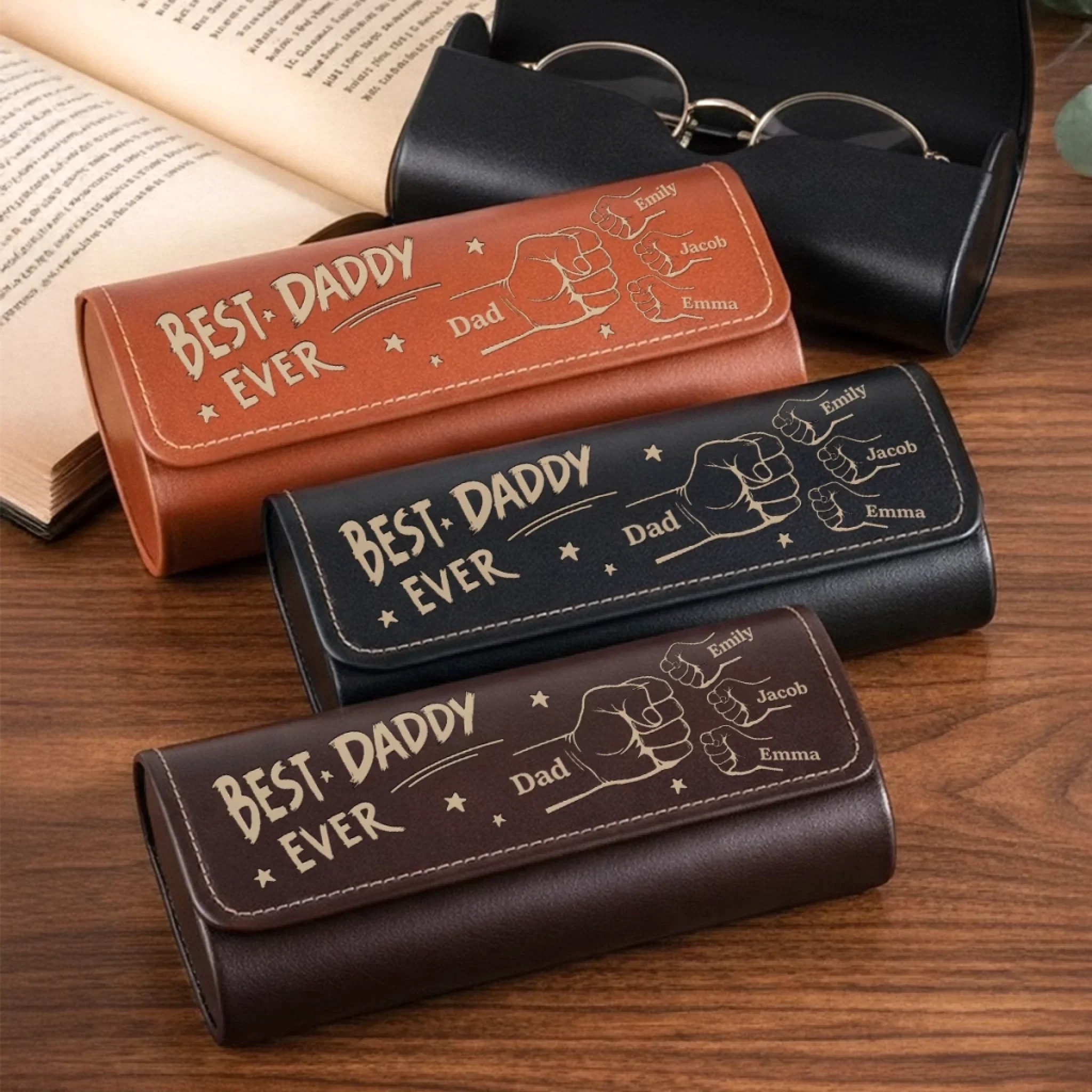 Custom PU Leather Eyeglass Case - Personalized Father's Day Birthday Gifts For Dad, Grandpa - Certified Dad Legend - Image 3