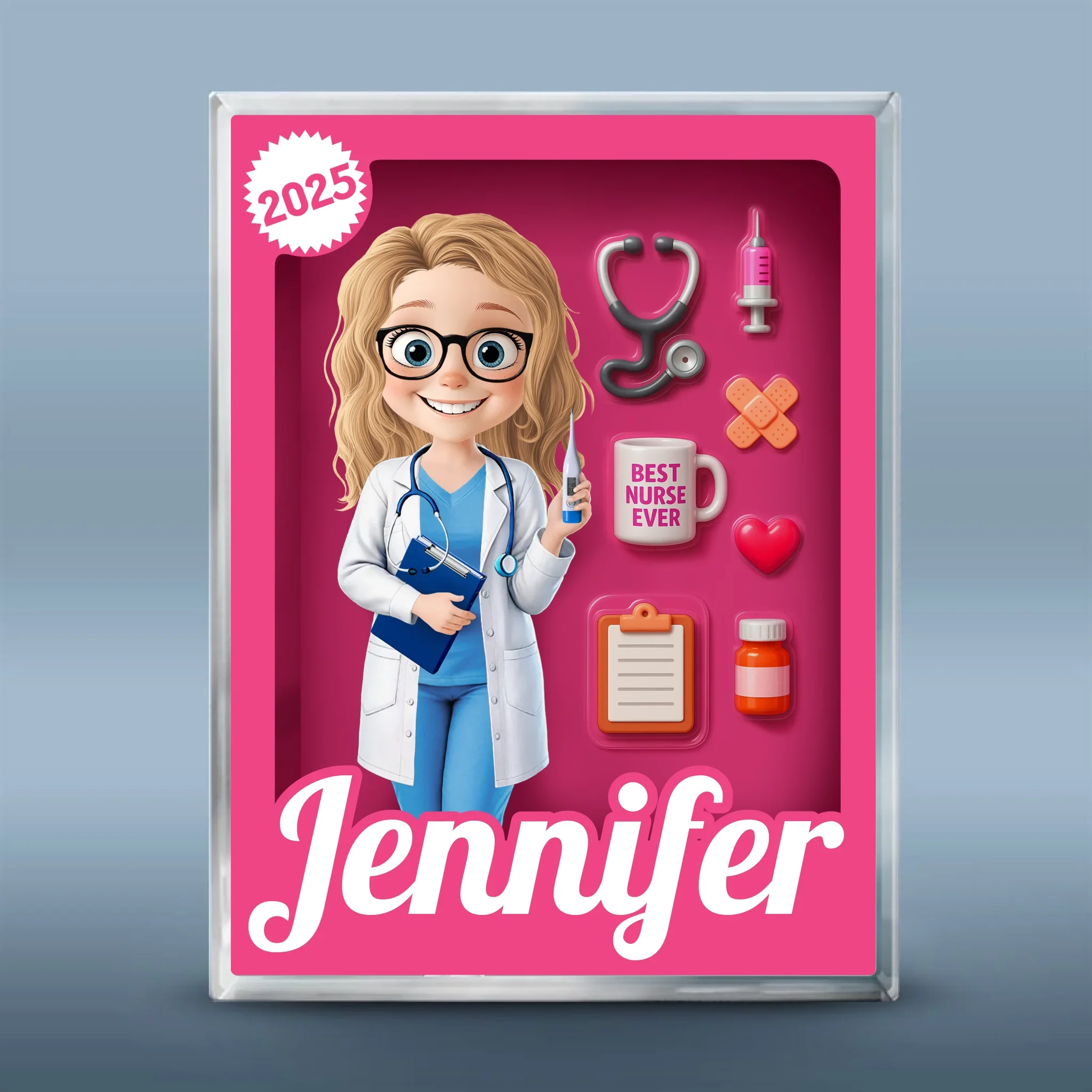 Custom Rectangle Shaped Acrylic Plaque - Personalized Birthday Gifts For Nurse - Best Nurse Ever - Image 2