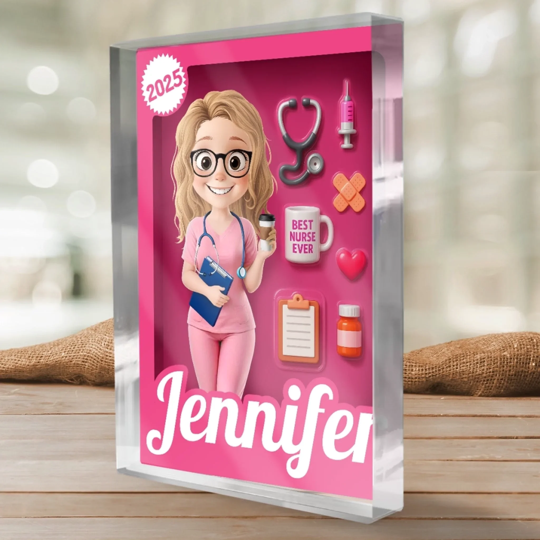 Custom Rectangle Shaped Acrylic Plaque - Personalized Birthday Gifts For Nurse - Best Nurse Ever - Image 3