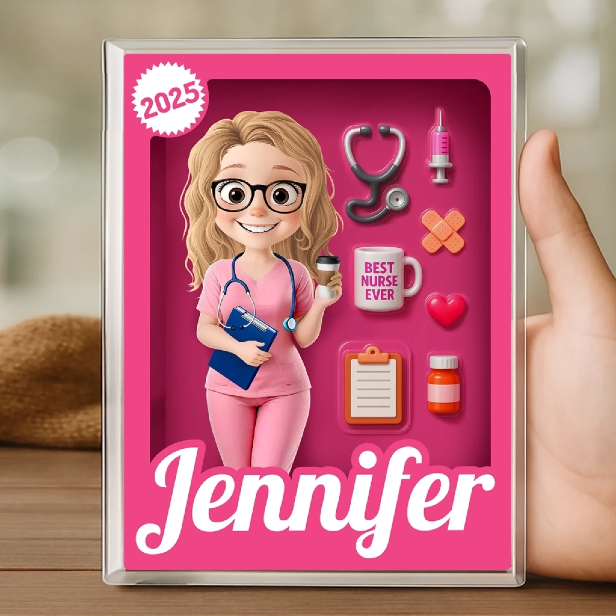 Custom Rectangle Shaped Acrylic Plaque - Personalized Birthday Gifts For Nurse - Best Nurse Ever - Image 4