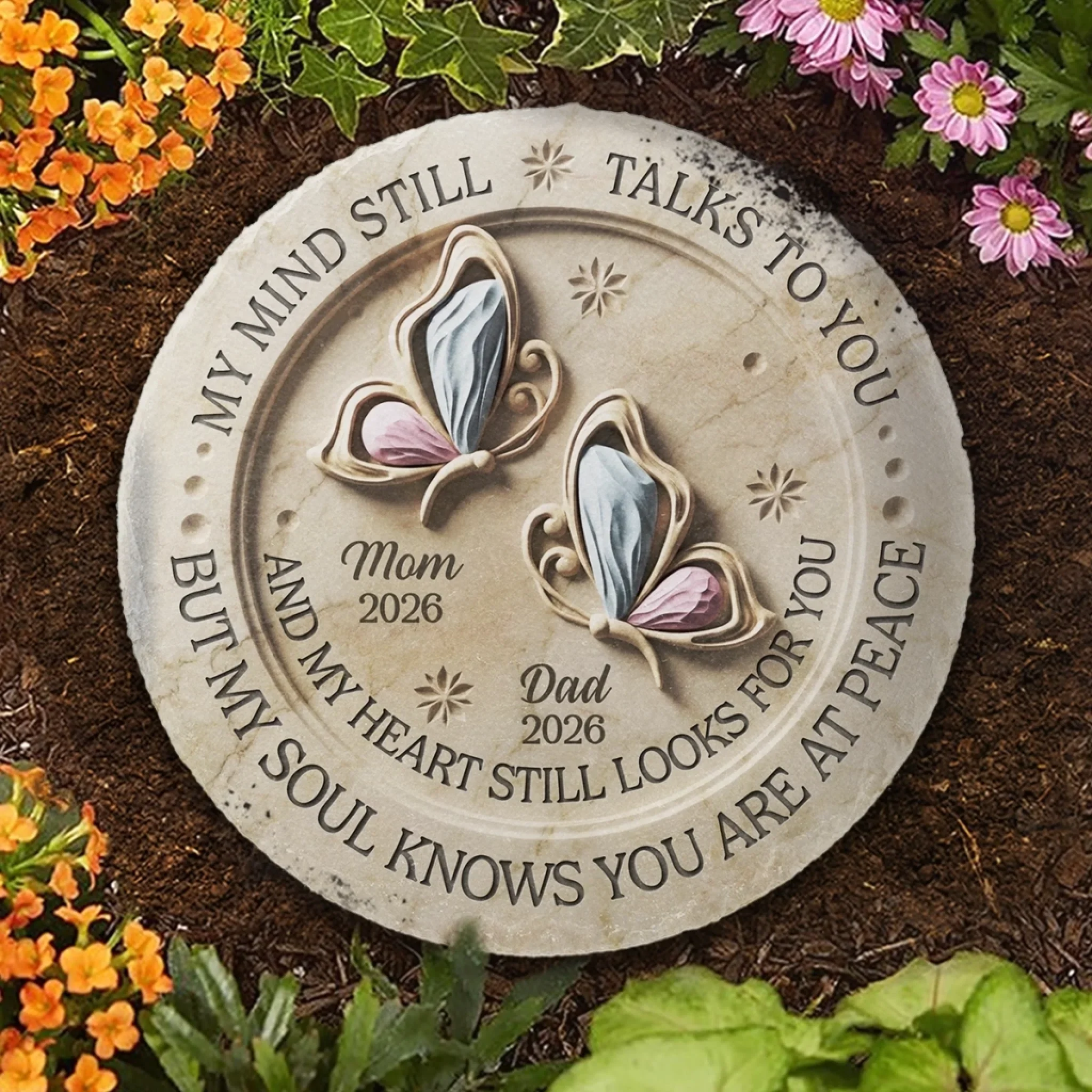 Custom Round Shaped Stone With Stand - Personalized Memorial Sympathy Gifts For Loss Of Mom, Dad - Peace Beyond Words - Image 6